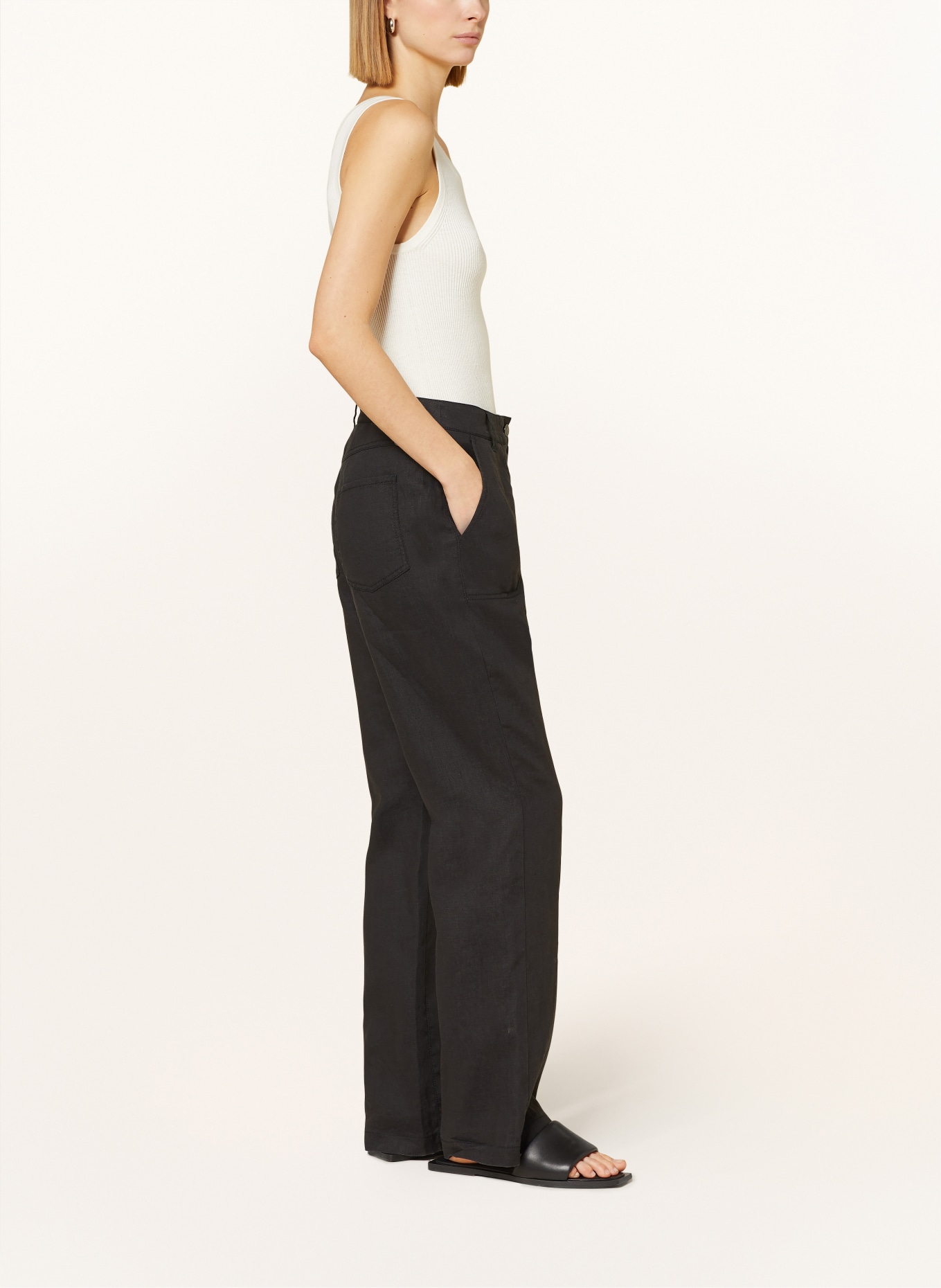 MAC Wide leg trousers NORA in linen, Color: BLACK (Image 4)