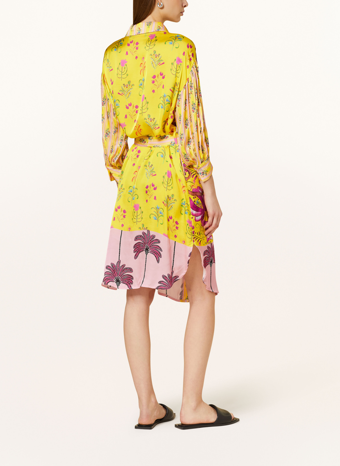 miss goodlife Shirt dress in satin, Color: YELLOW/ PINK/ PINK (Image 3)