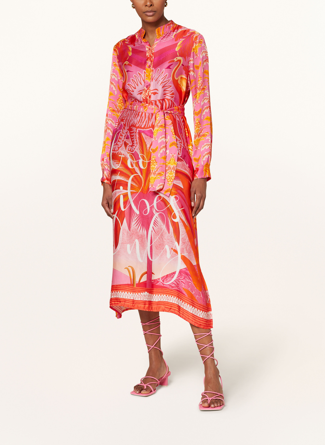 miss goodlife Satin dress, Color: ORANGE/ PINK/ PINK (Image 2)