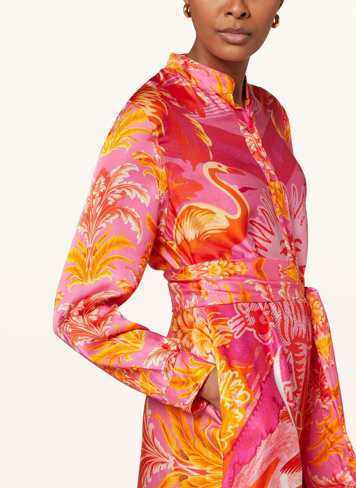 miss goodlife Satin dress, Color: ORANGE/ PINK/ PINK (Image 4)