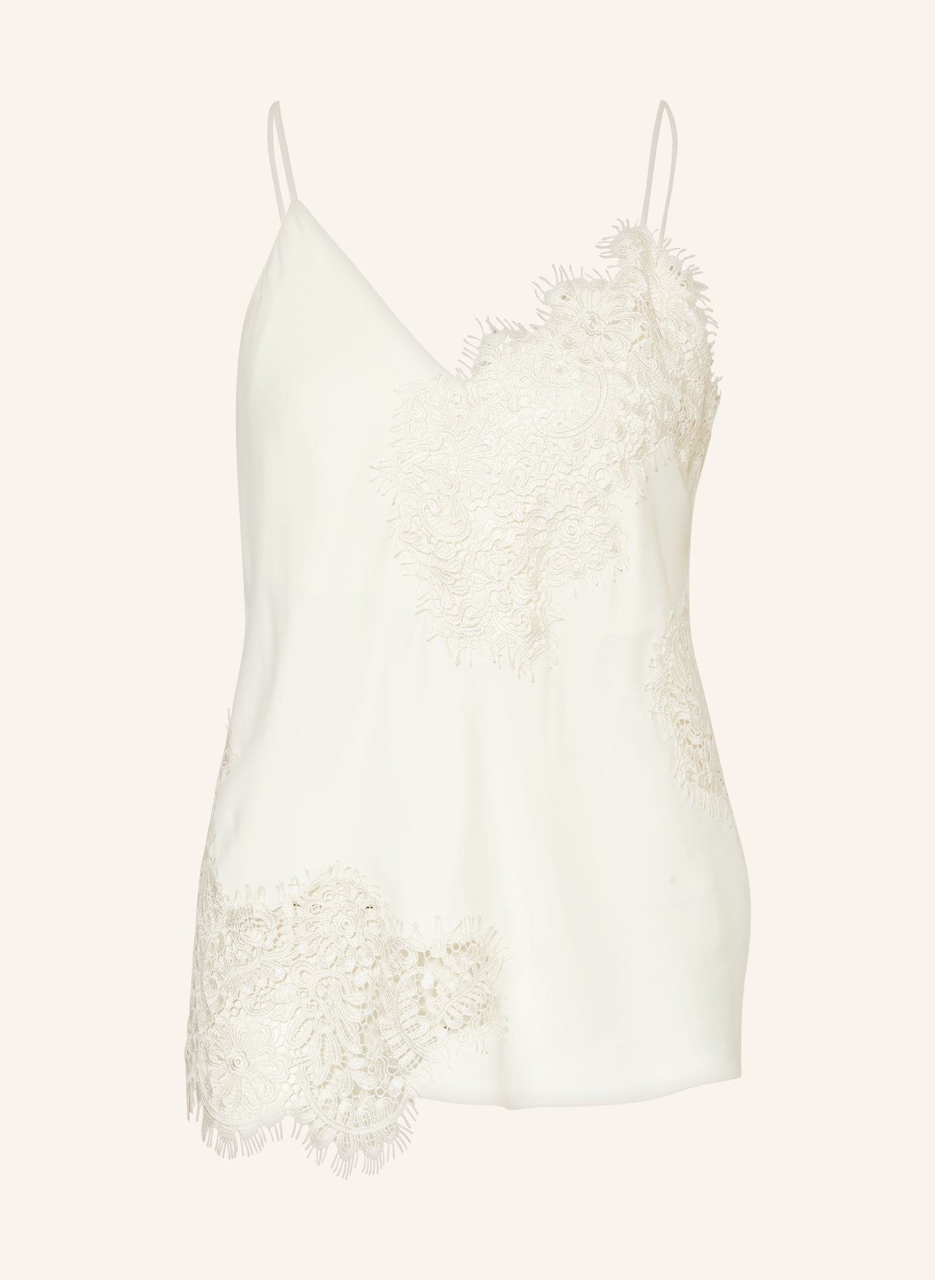 RÓHE Satin top with lace, Color: CREAM (Image 1)