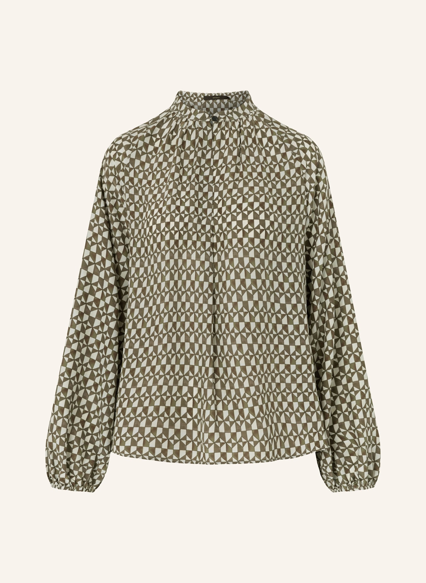 windsor. Shirt blouse with silk, Color: OLIVE/ ECRU/ BROWN (Image 1)