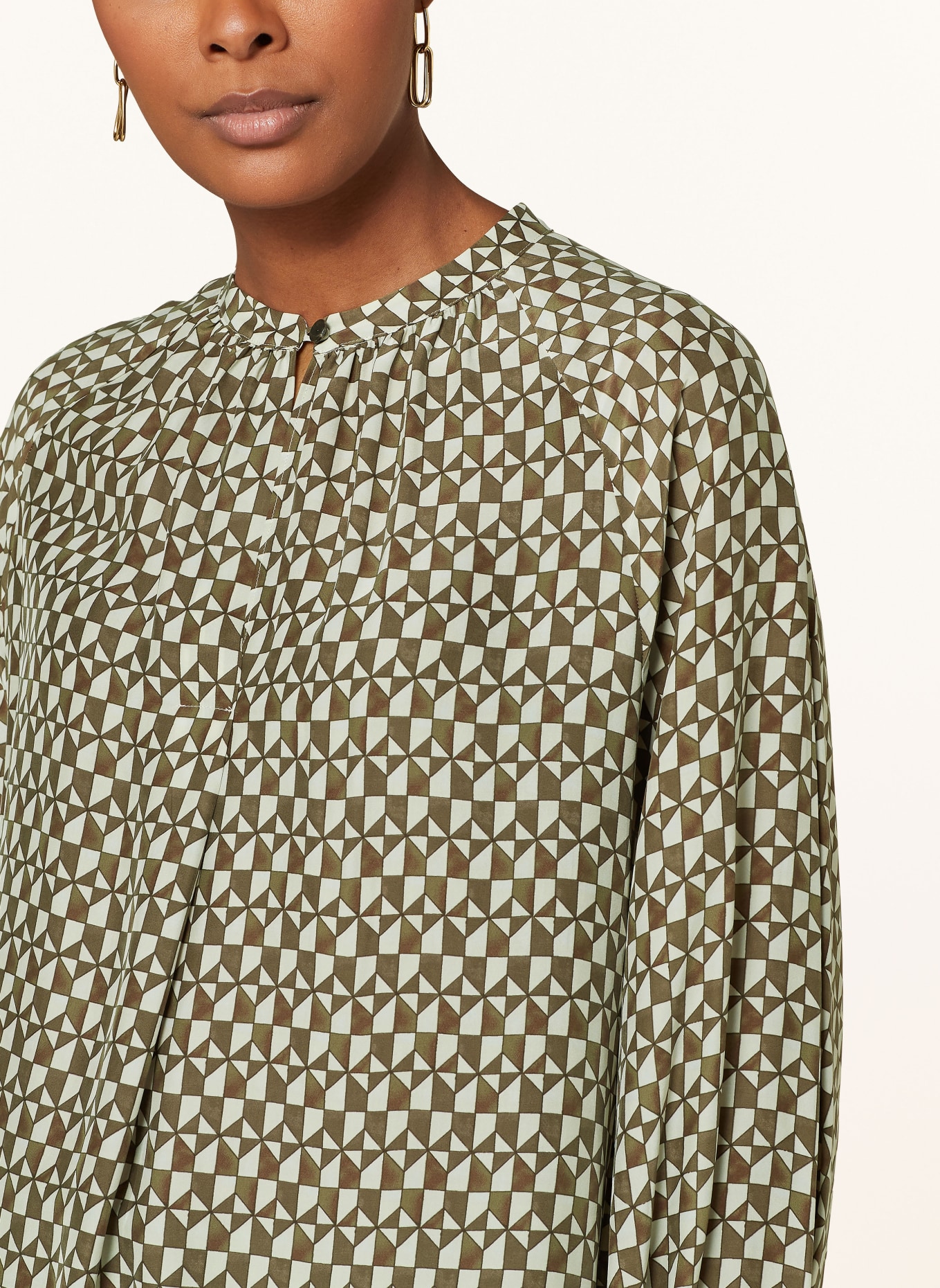 windsor. Shirt blouse with silk, Color: OLIVE/ ECRU/ BROWN (Image 4)