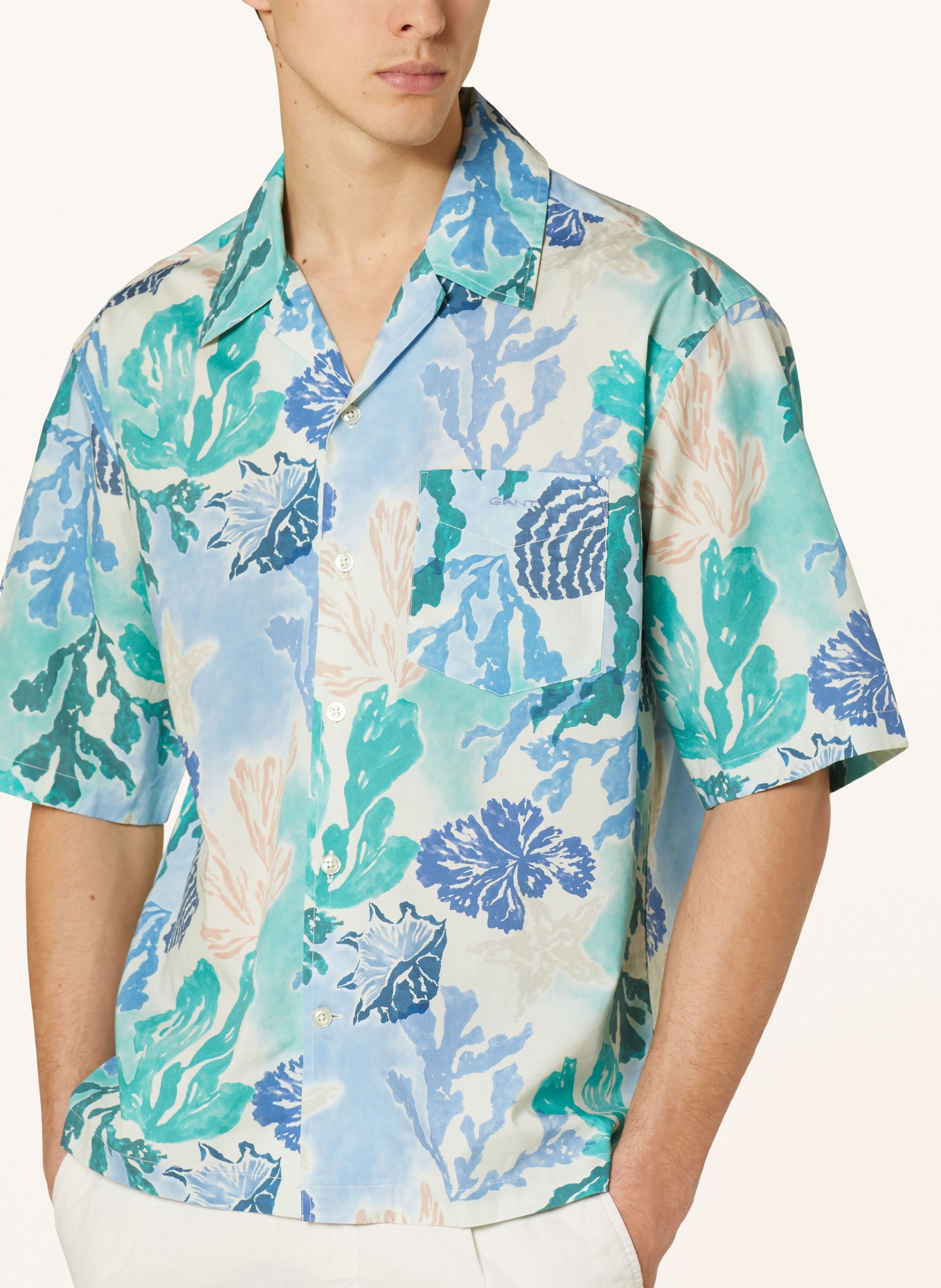 GANT Resort shirt comfort fit, Color: BLUE/ GREEN/ CREAM (Image 4)
