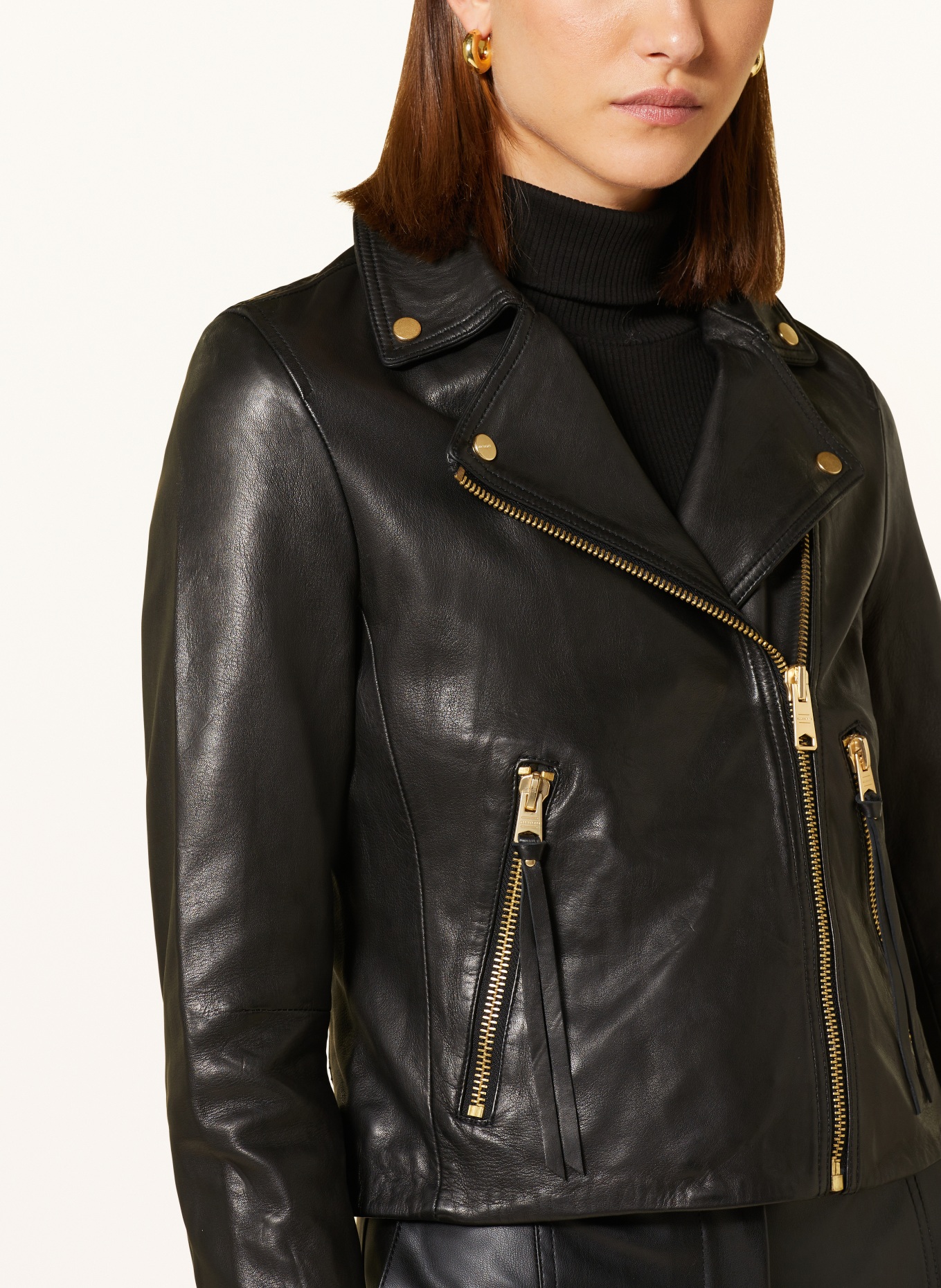 ALLSAINTS Leather jacket DALBY BIKER, Color: BLACK (Image 4)
