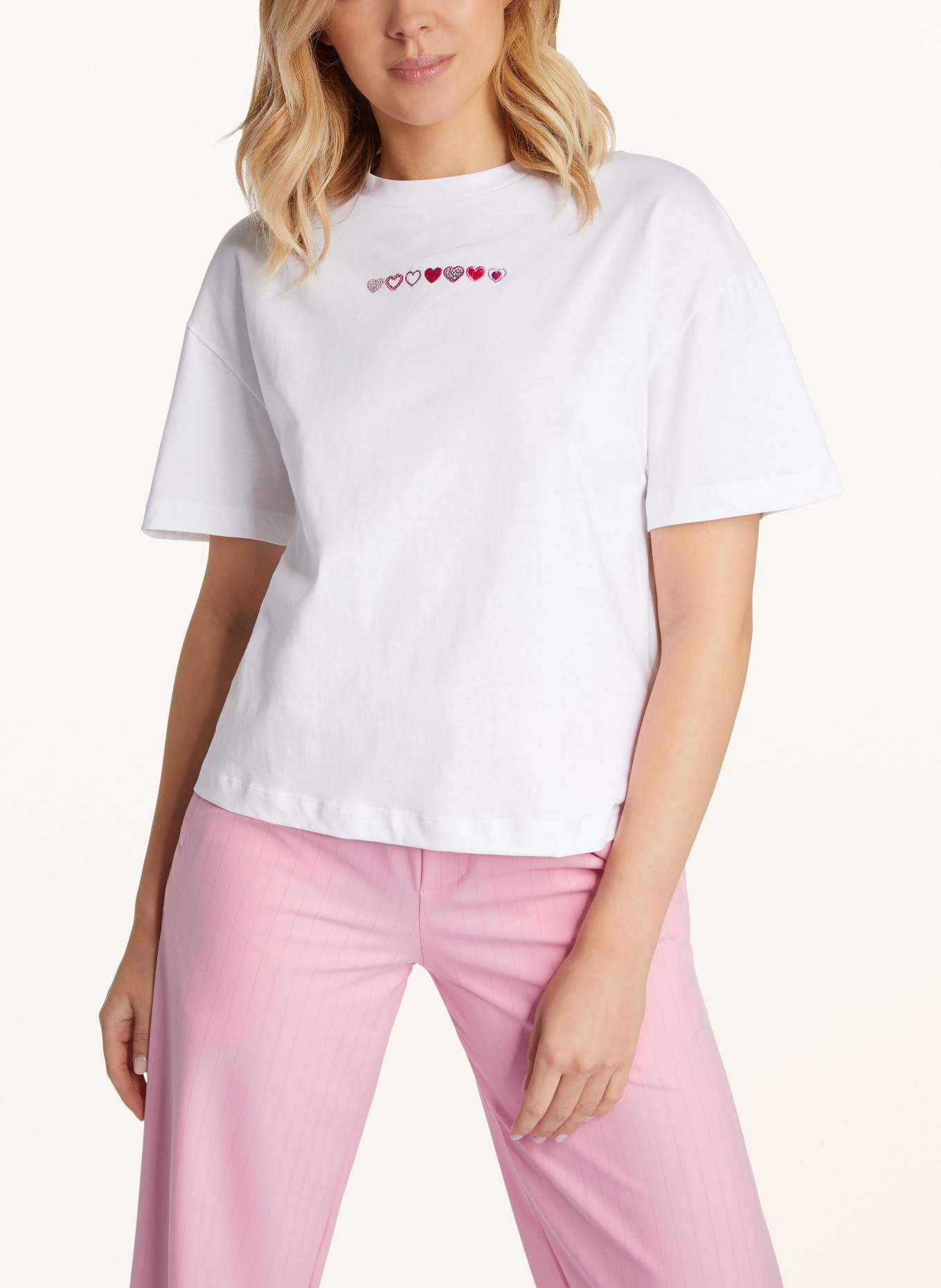 rich&royal T-shirt with decorative gems, Color: WHITE/ PINK (Image 4)