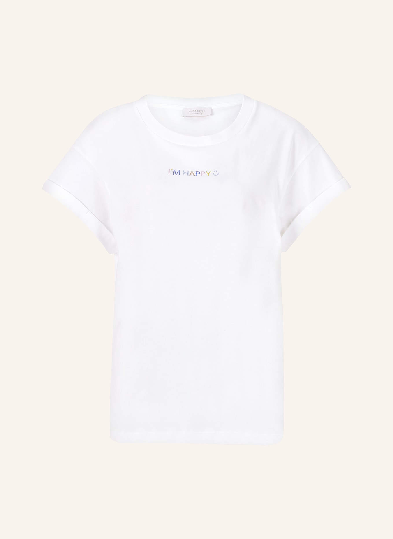 rich&royal T-shirt with decorative gems, Color: WHITE (Image 1)