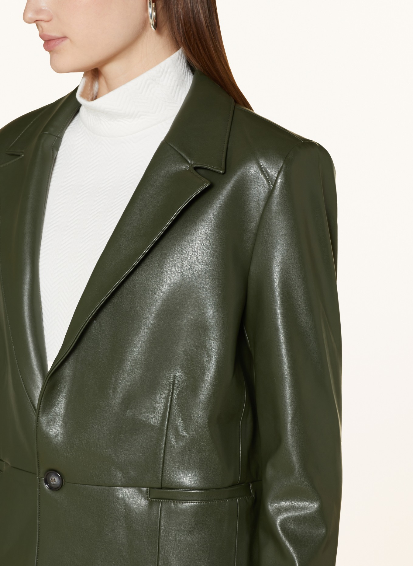 VANILIA Blazer in leather look, Color: DARK GREEN (Image 4)