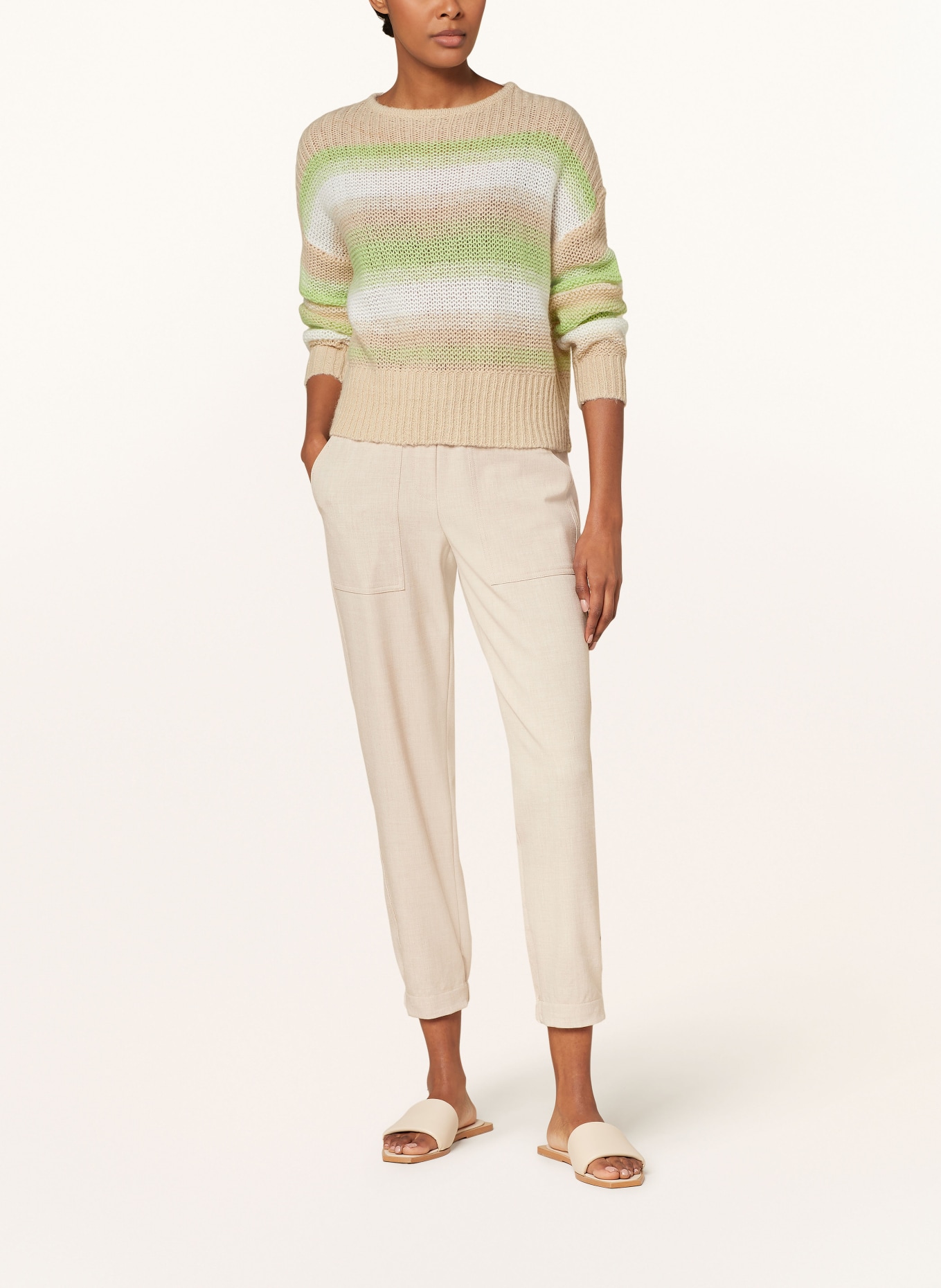 OPUS Sweater PRADIENT, Color: LIGHT GREEN/ BEIGE/ WHITE (Image 2)