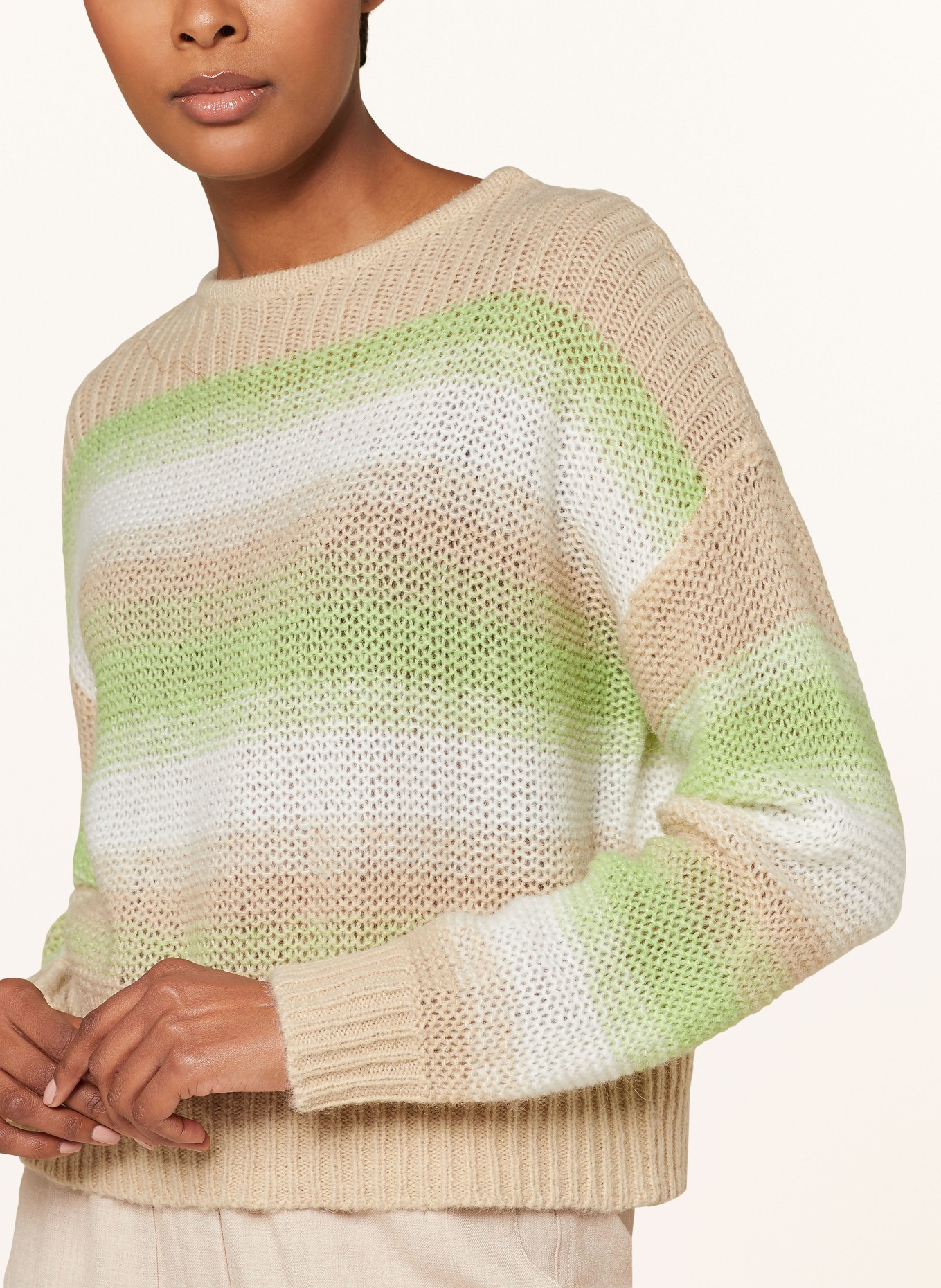 OPUS Sweater PRADIENT, Color: LIGHT GREEN/ BEIGE/ WHITE (Image 4)