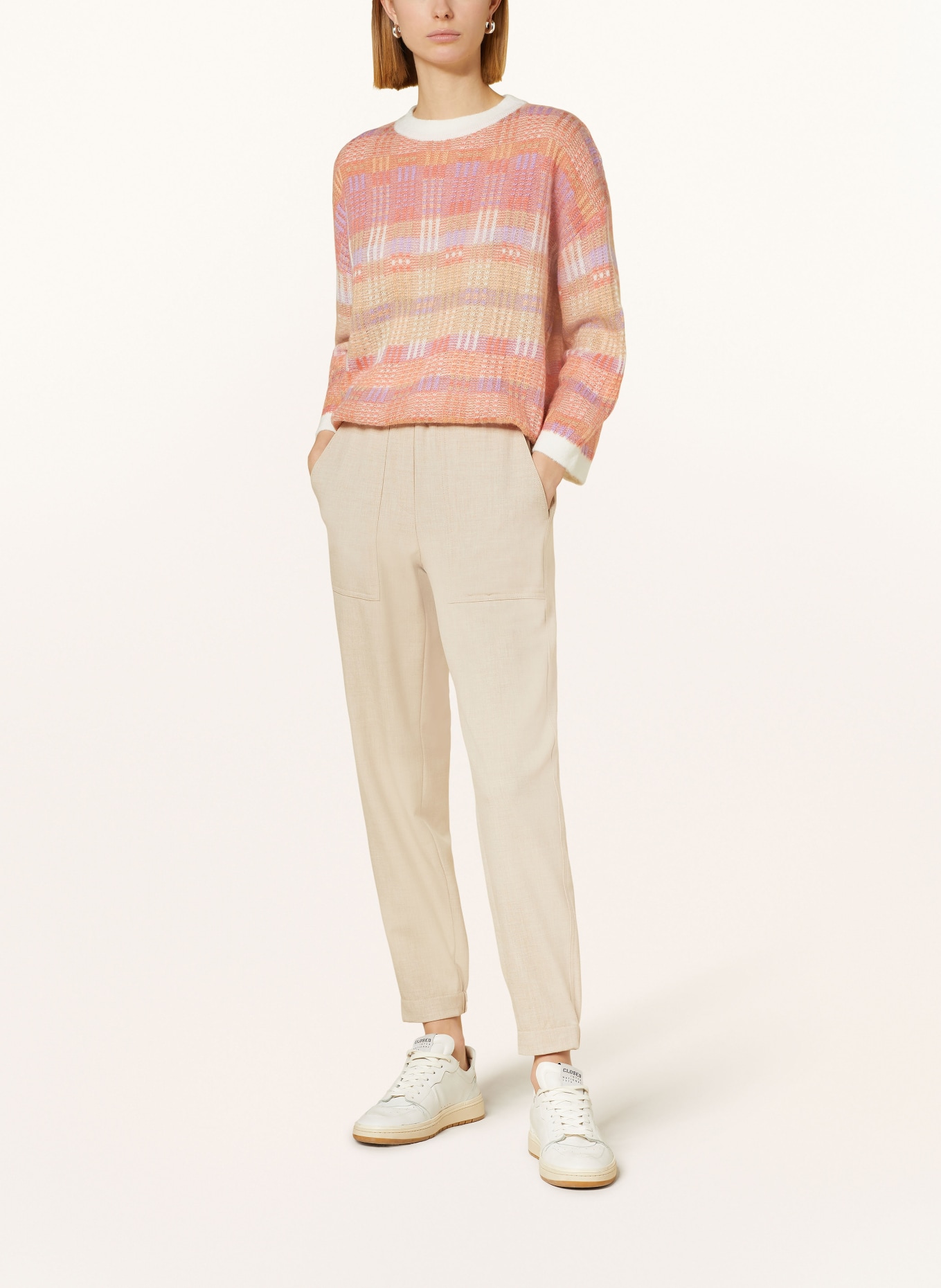 OPUS Sweater POLIRA MOSAIC, Color: LIGHT RED/ PURPLE/ WHITE (Image 2)