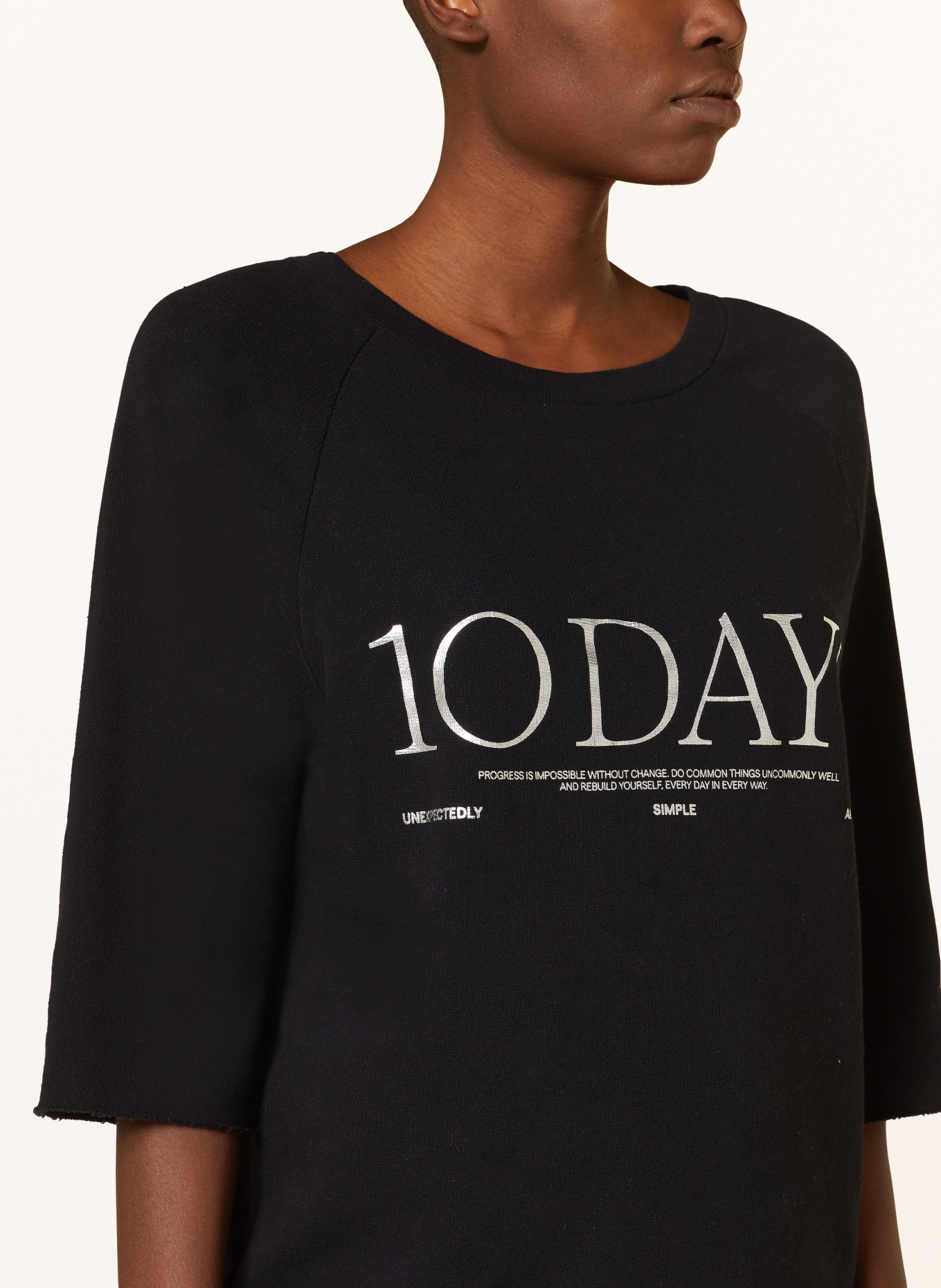 10DAYS Sweatshirt with 3/4 sleeves, Color: BLACK (Image 4)