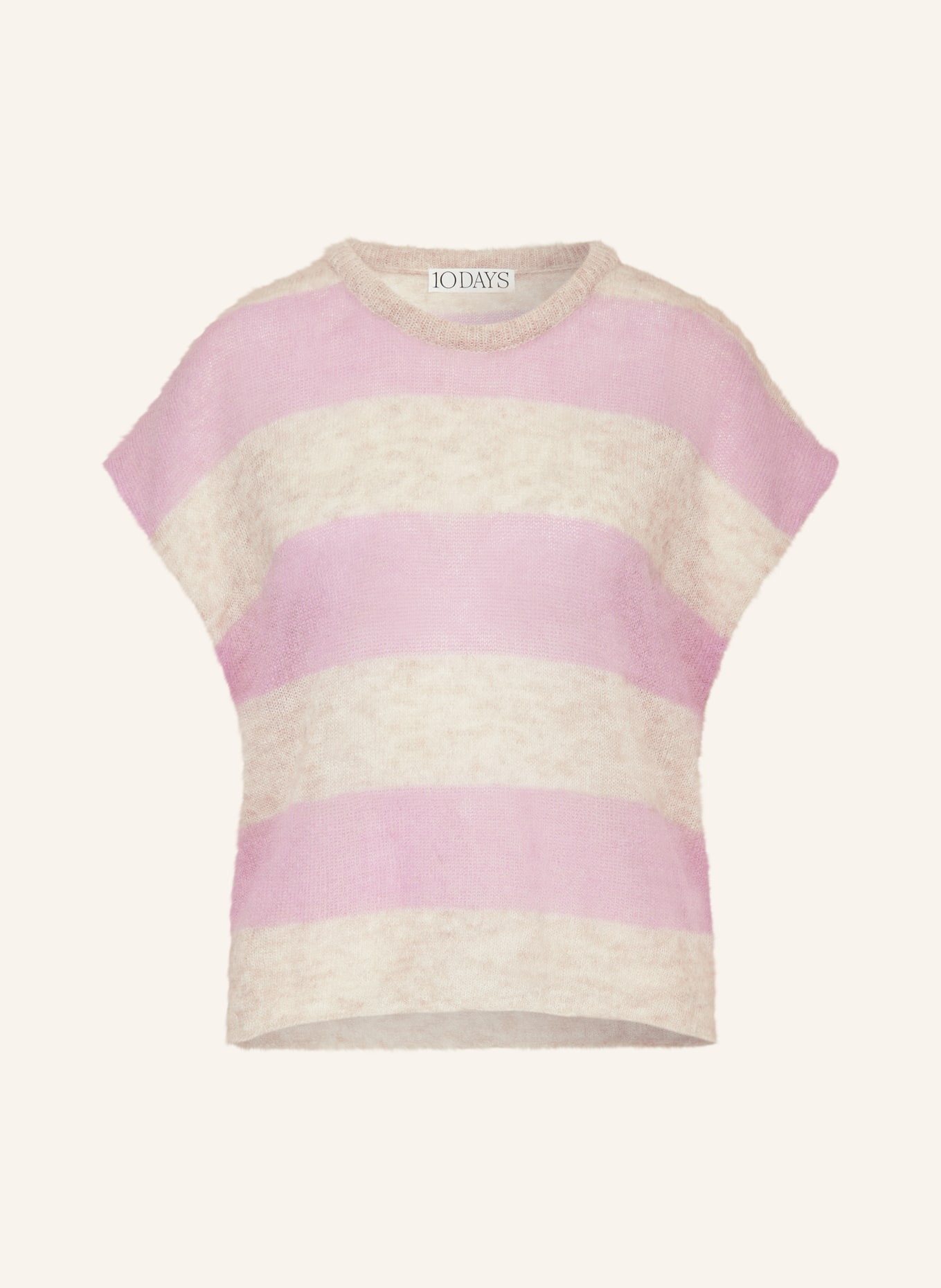 10DAYS Knit shirt with alpaca, Color: LIGHT PURPLE/ WHITE (Image 1)