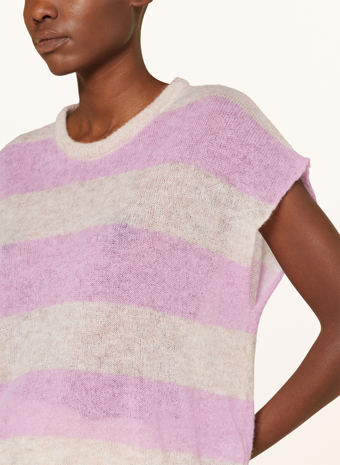 10DAYS Knit shirt with alpaca, Color: LIGHT PURPLE/ WHITE (Image 4)