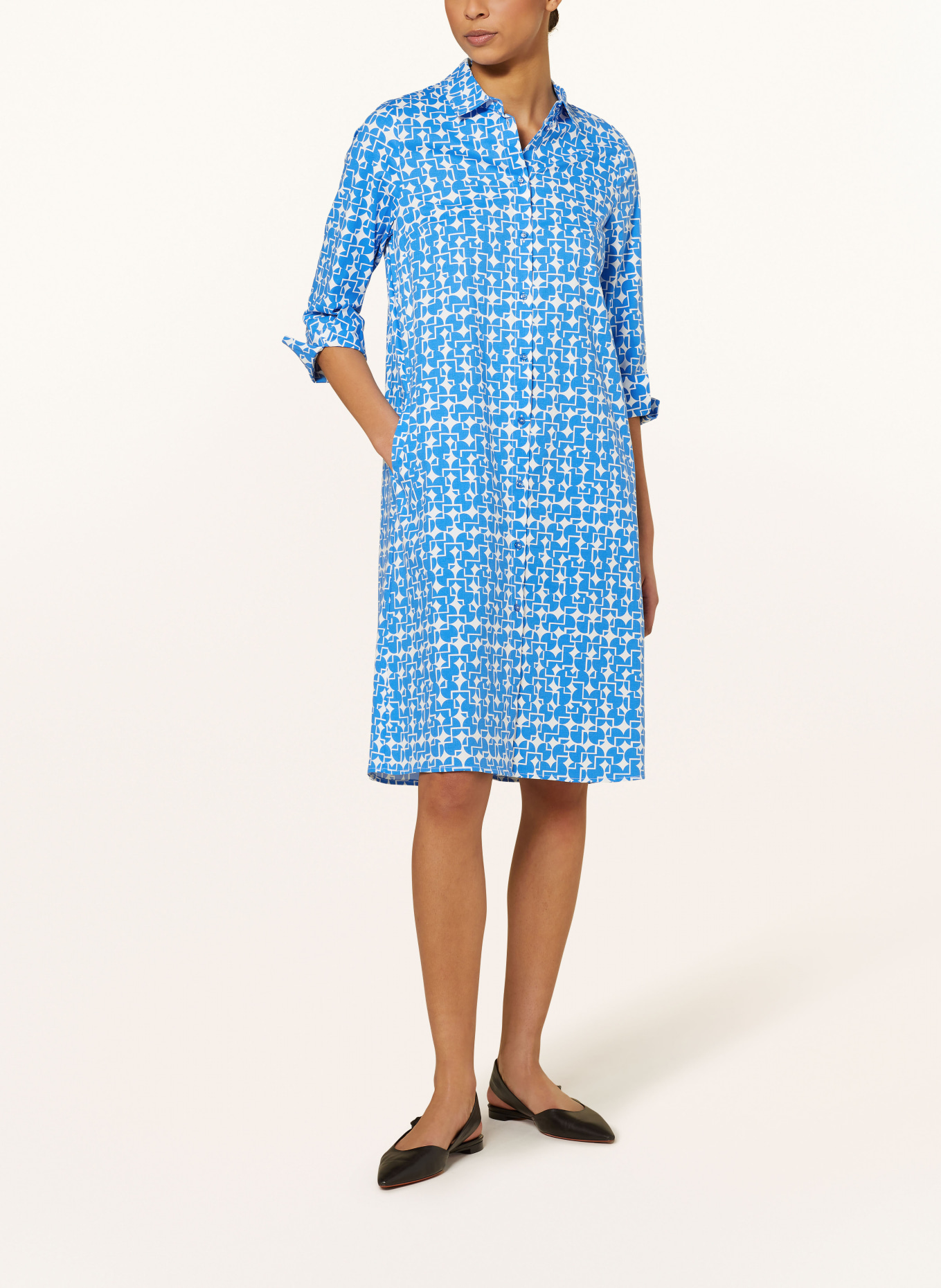 ROBE LÉGÈRE Shirt dress with 3/4 sleeves, Color: BLUE/ WHITE (Image 2)