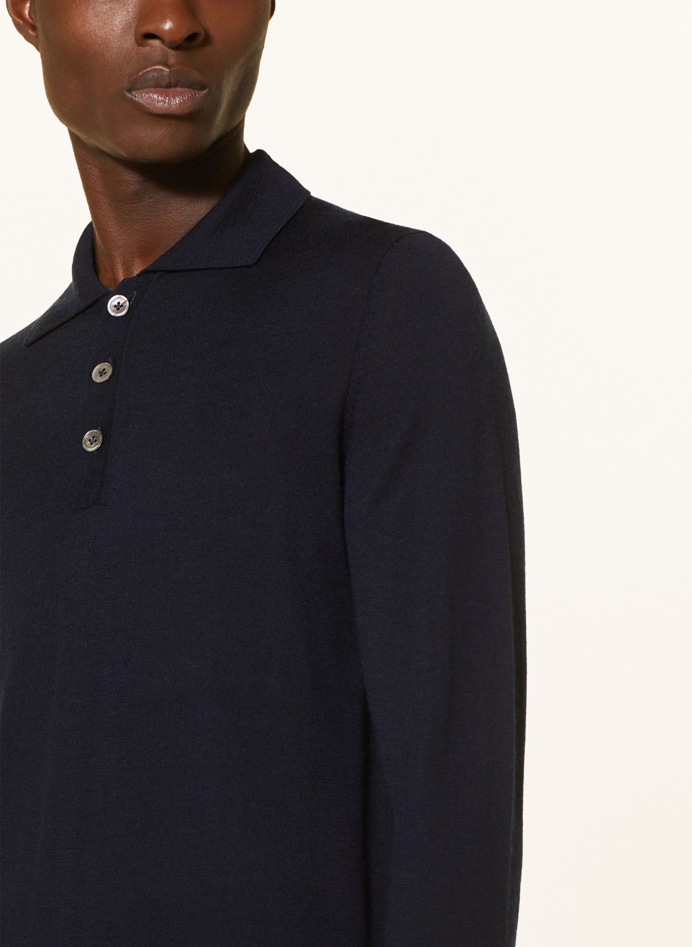 FTC CASHMERE Knitted polo shirt with cashmere, Color: DARK BLUE (Image 4)