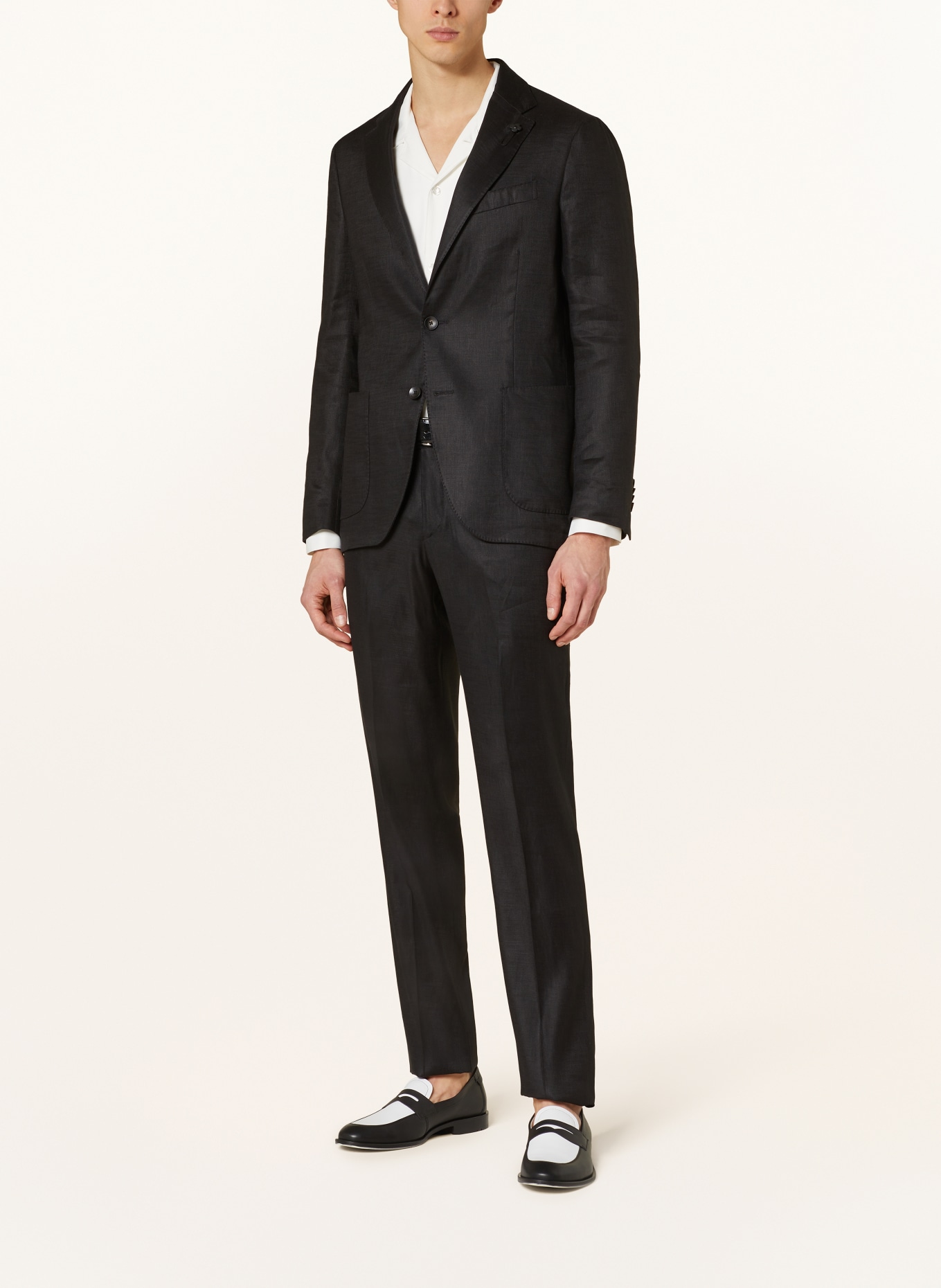 LARDINI Suit jacket regular fit with linen, Color: BLACK (Image 2)