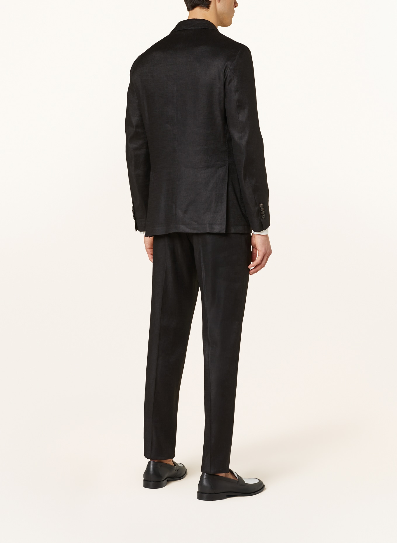 LARDINI Suit jacket regular fit with linen, Color: BLACK (Image 3)
