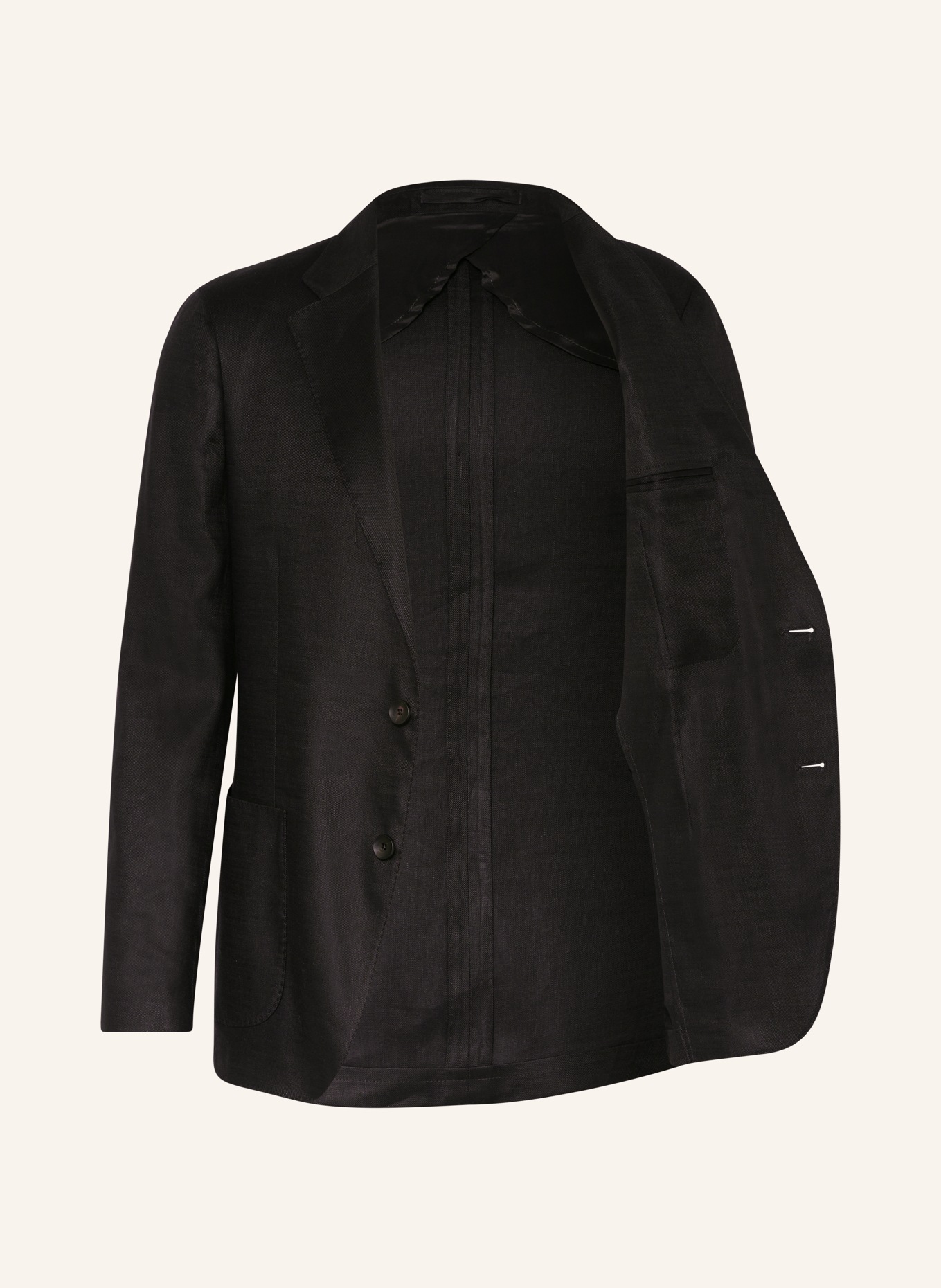LARDINI Suit jacket regular fit with linen, Color: BLACK (Image 4)