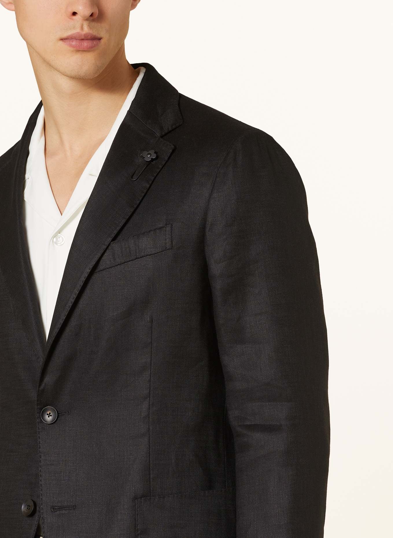 LARDINI Suit jacket regular fit with linen, Color: BLACK (Image 5)