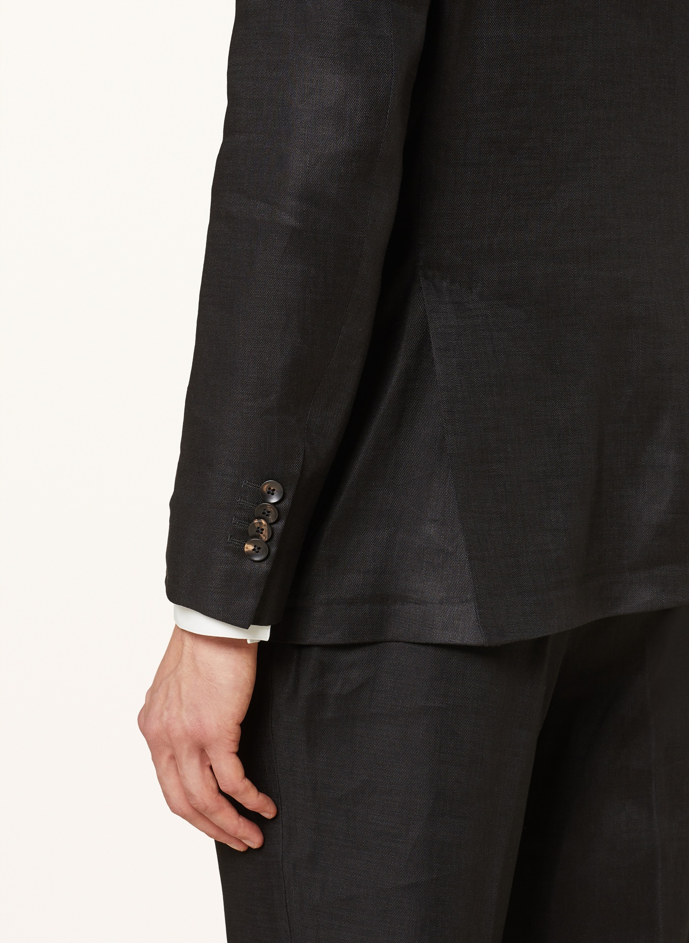 LARDINI Suit jacket regular fit with linen, Color: BLACK (Image 6)