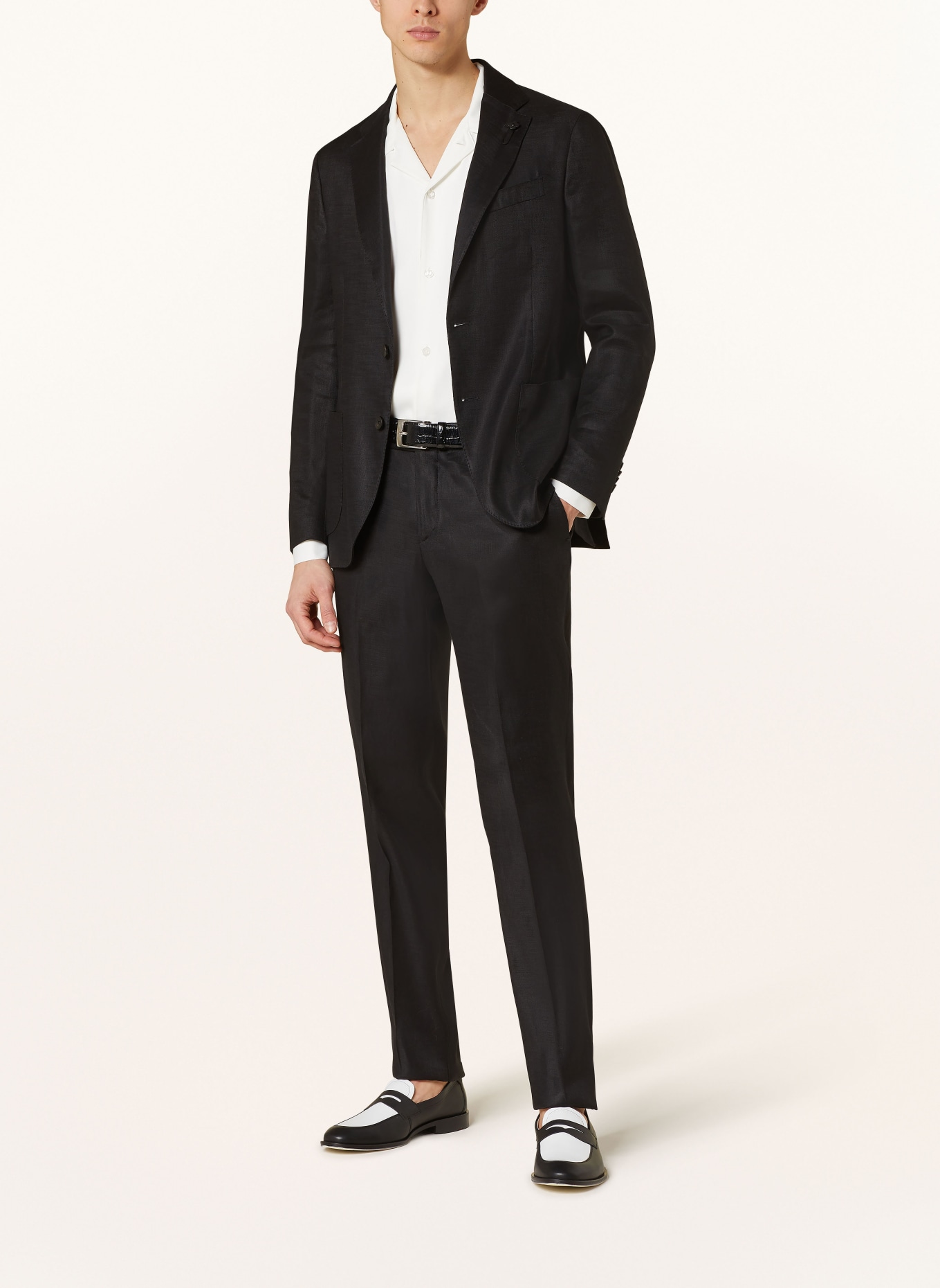 LARDINI Suit trousers regular fit with linen, Color: BLACK (Image 2)