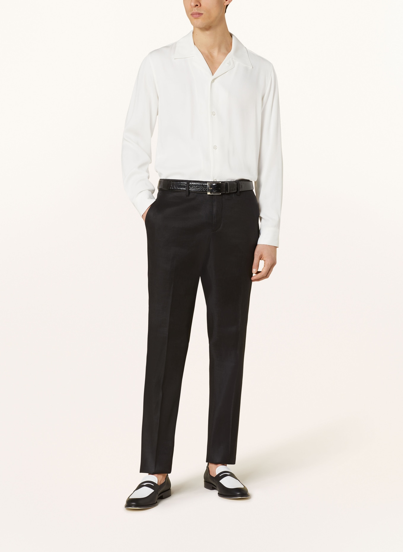 LARDINI Suit trousers regular fit with linen, Color: BLACK (Image 3)