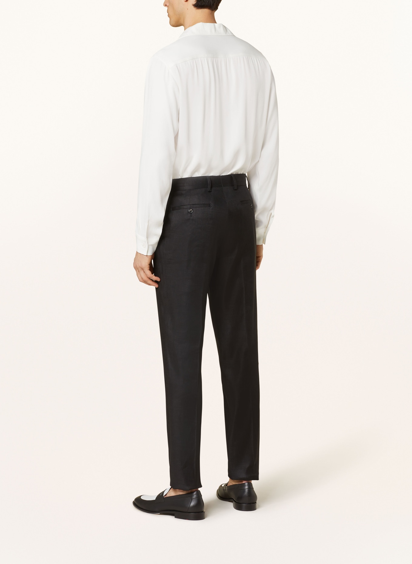 LARDINI Suit trousers regular fit with linen, Color: BLACK (Image 4)
