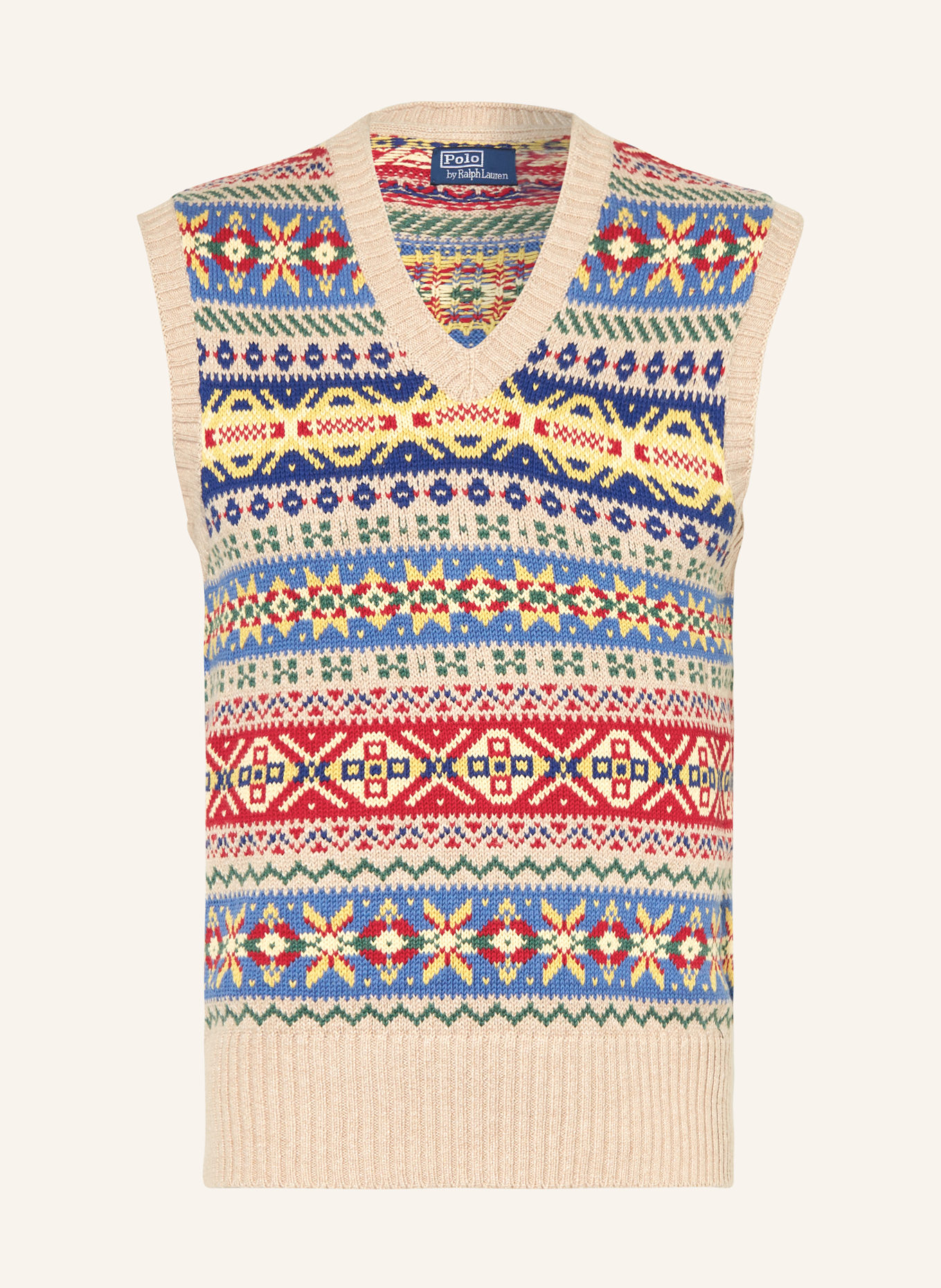 POLO RALPH LAUREN Sweater vest, Color: LIGHT BROWN/ RED/ BLUE (Image 1)