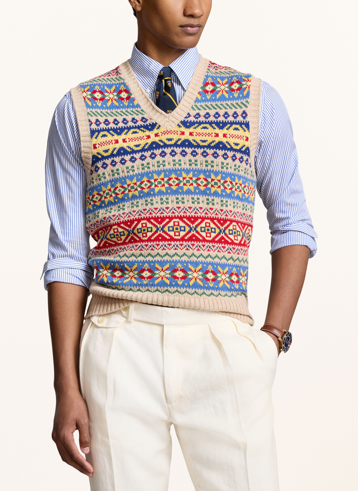 POLO RALPH LAUREN Sweater vest, Color: LIGHT BROWN/ RED/ BLUE (Image 4)