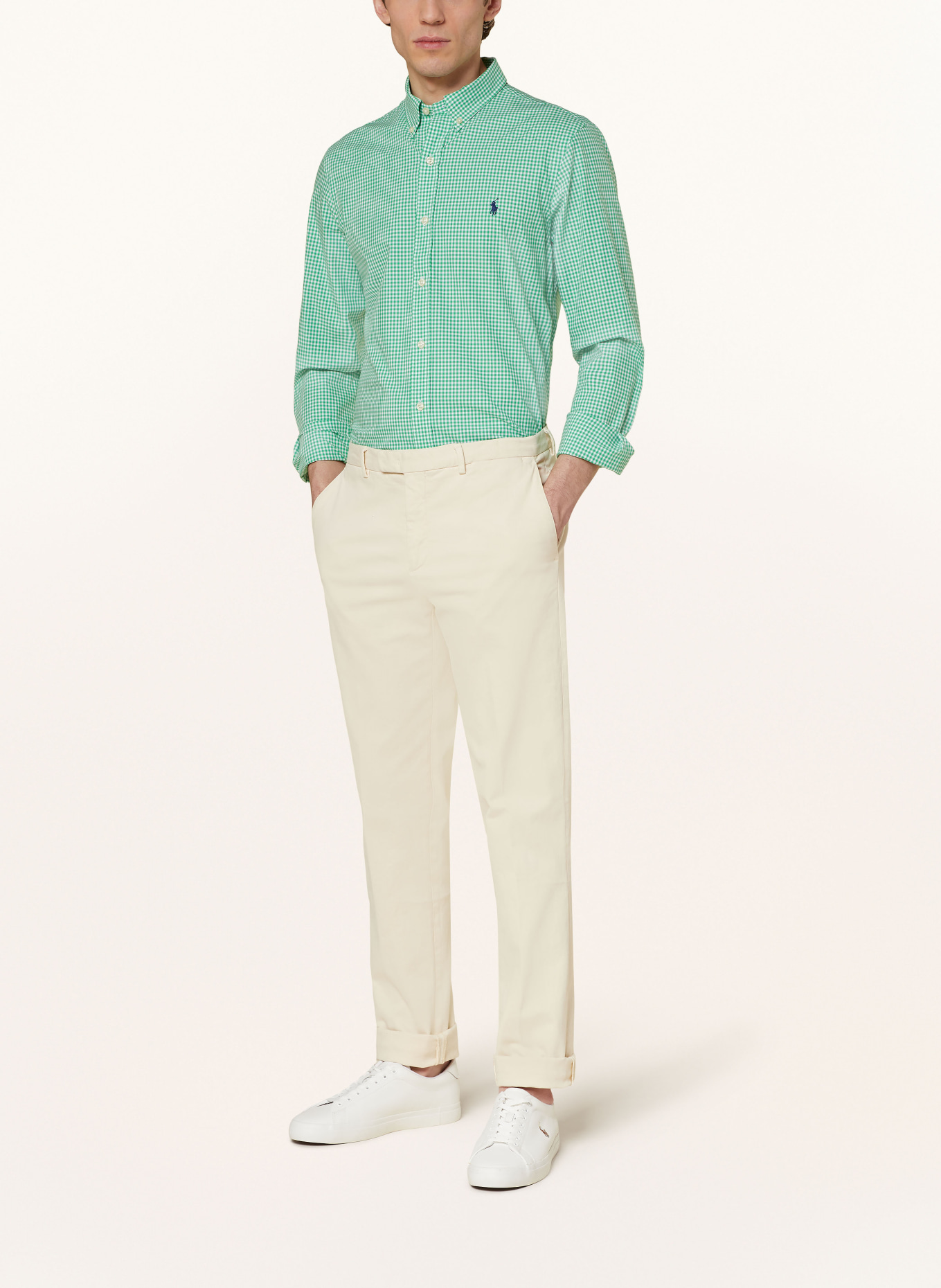 POLO RALPH LAUREN Shirt slim fit, Color: GREEN/ WHITE (Image 2)