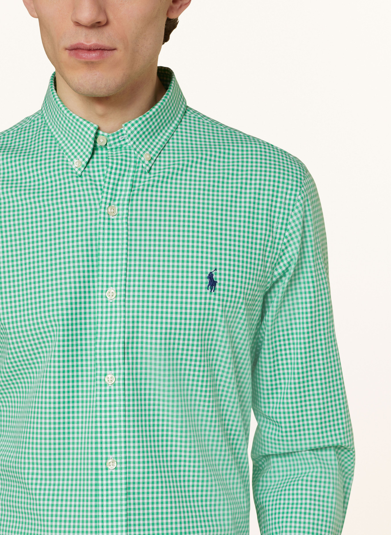 POLO RALPH LAUREN Shirt slim fit, Color: GREEN/ WHITE (Image 4)