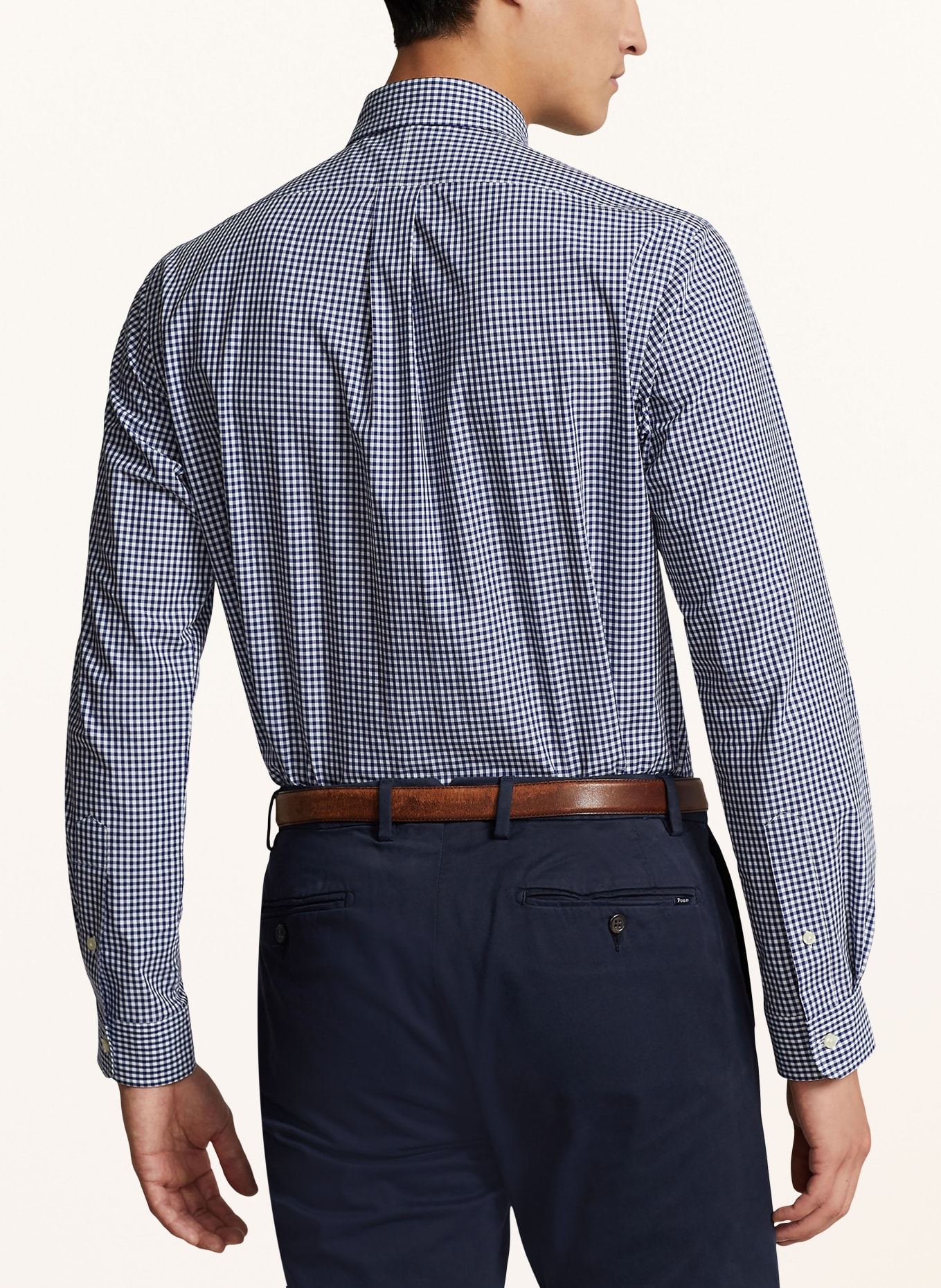 POLO RALPH LAUREN Shirt slim fit: DARK BLUE / WHITE