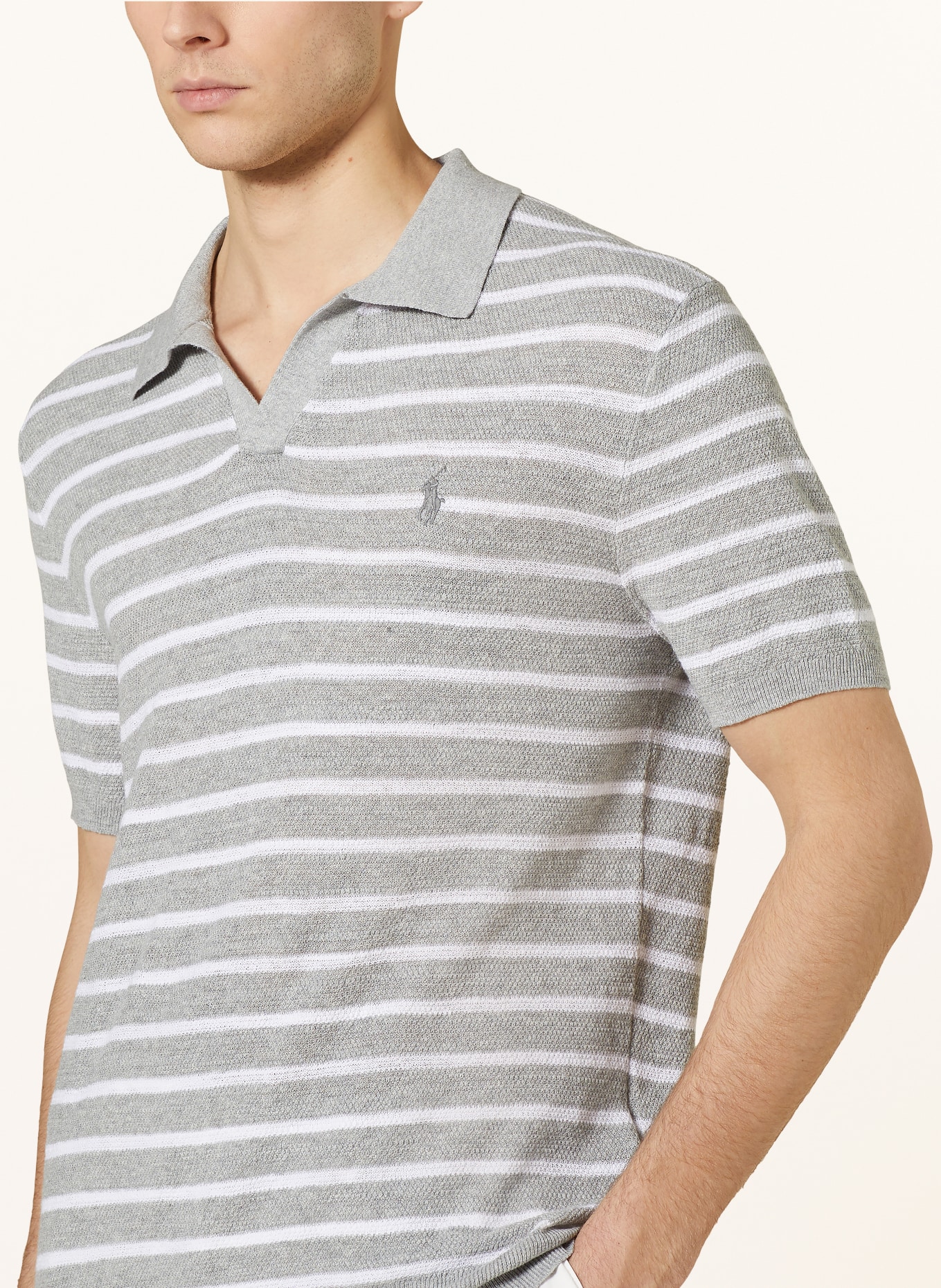 POLO RALPH LAUREN Knitted polo shirt, Color: GRAY/ WHITE (Image 4)