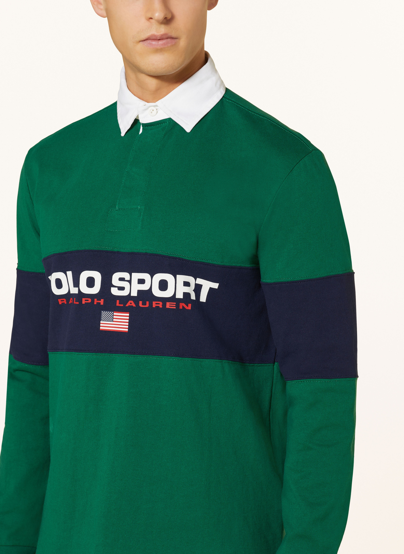 POLO SPORT Koszulka w stylu rugby, Kolor: ZIELONY/ GRANATOWY/ BIAŁY (Obrazek 4)