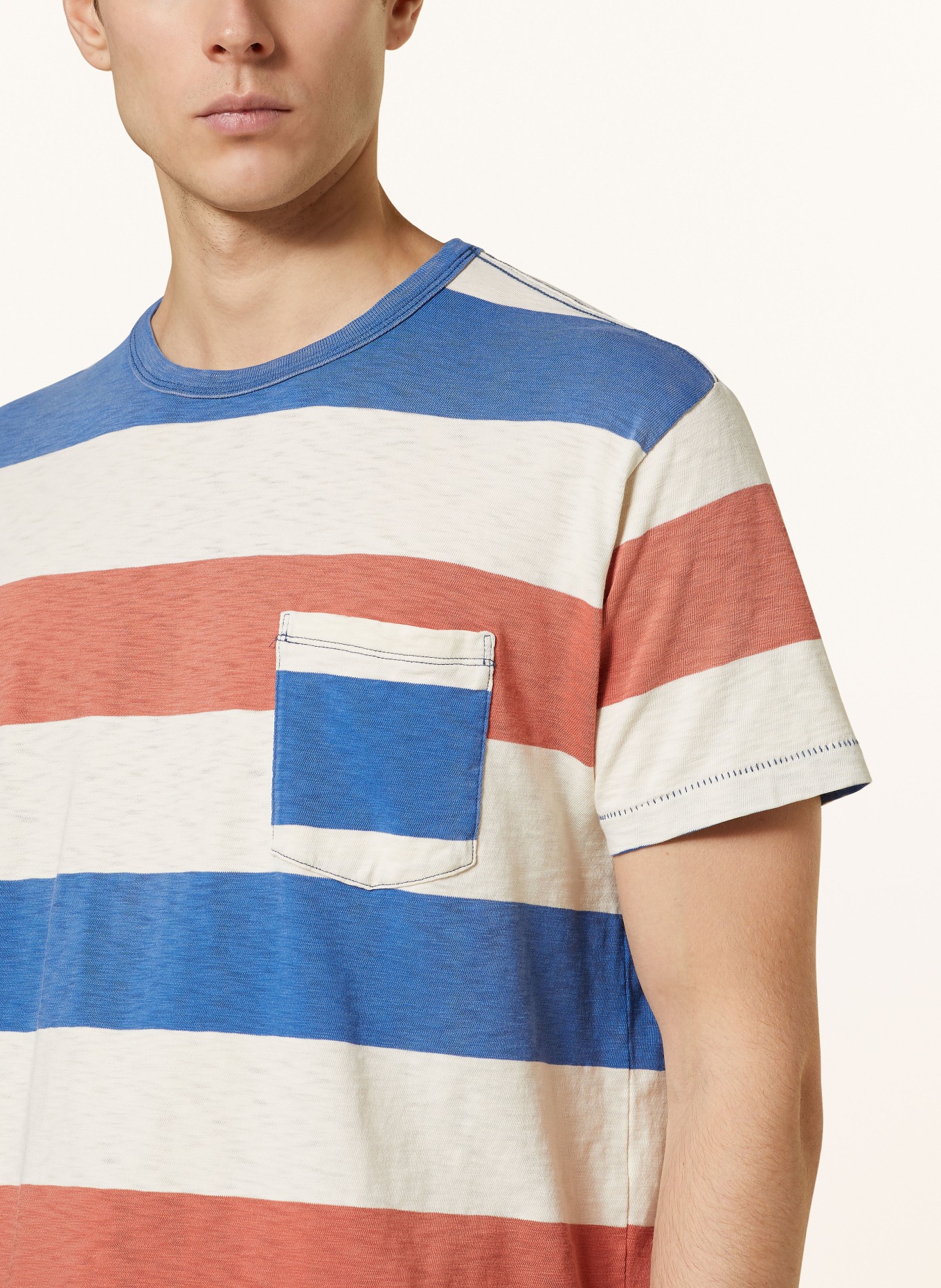 RRL T-shirt, Color: BLUE/ WHITE/ RED (Image 4)