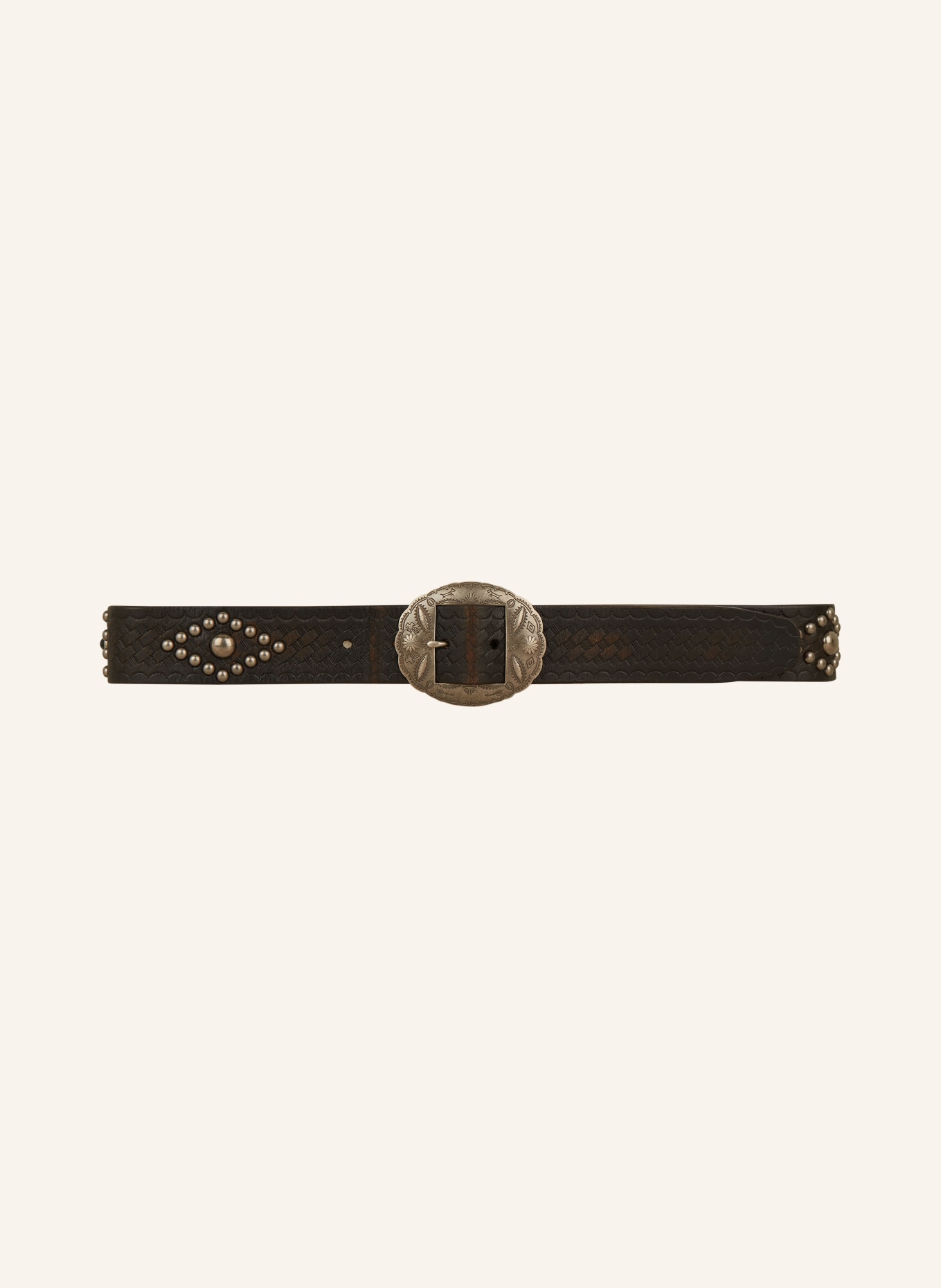 RRL Leather belt with rivets, Color: BLACK/ DARK BROWN (Image 2)