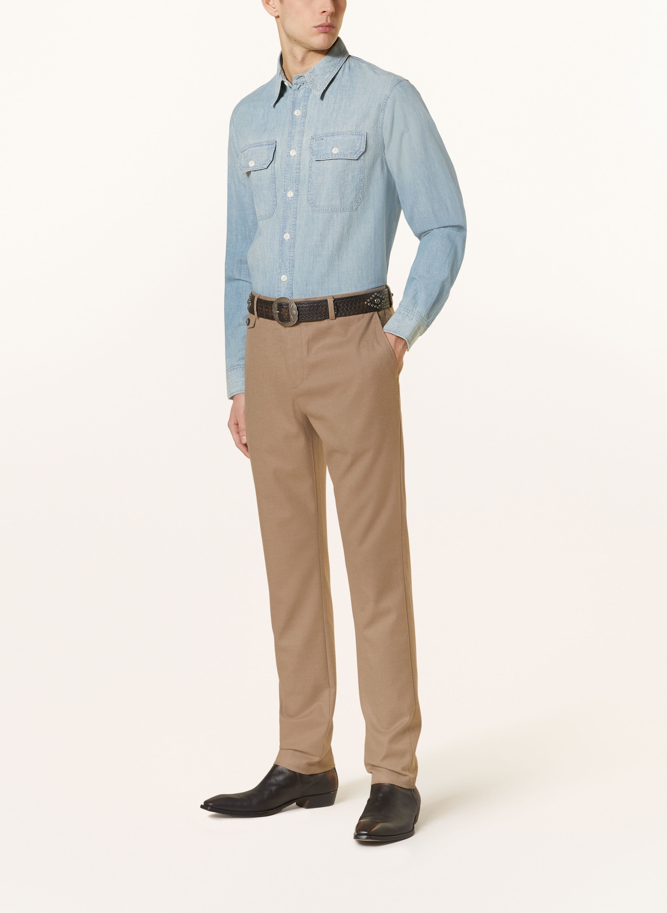 RRL Koszula regular fit w stylu jeansowym, Kolor: JASNONIEBIESKI (Obrazek 2)