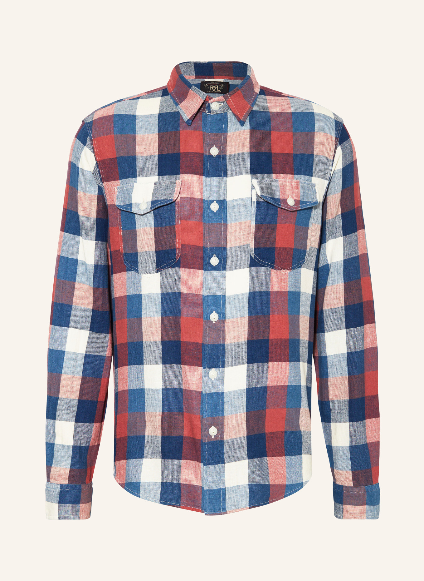 RRL Shirt regular fit, Color: BLUE/ DARK RED/ WHITE (Image 1)