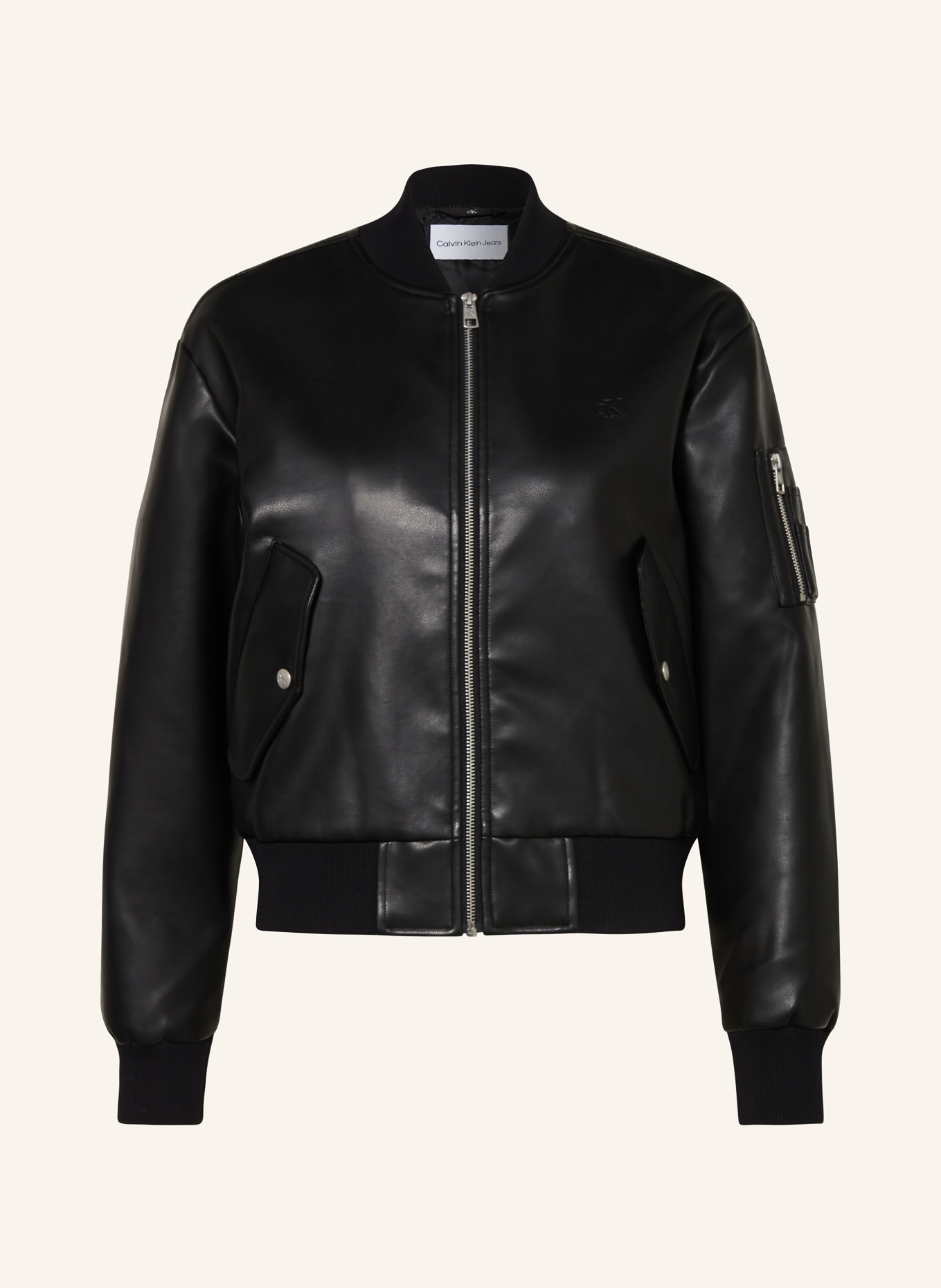 Calvin Klein Jeans Bomber jacket in leather look, Color: BLACK (Image 1)