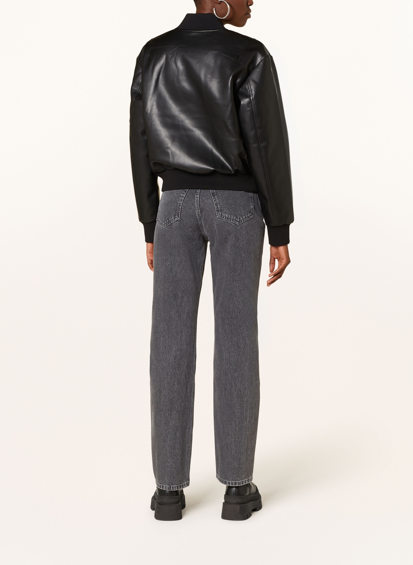 Calvin Klein Jeans Bomber jacket in leather look, Color: BLACK (Image 3)