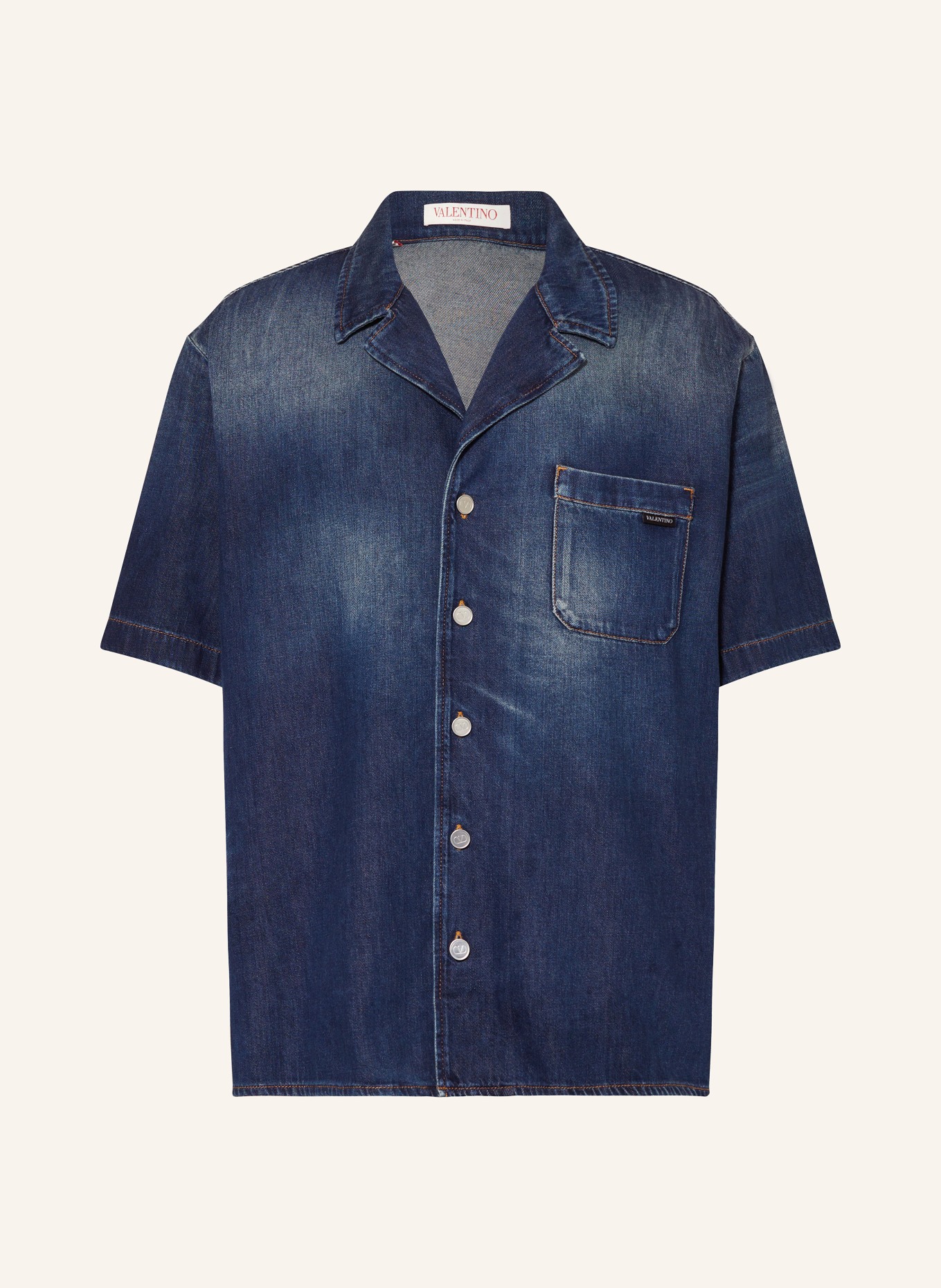 VALENTINO Koszula jeansowa comfort fit, Kolor: 528 DENIM SCURO (Obrazek 1)