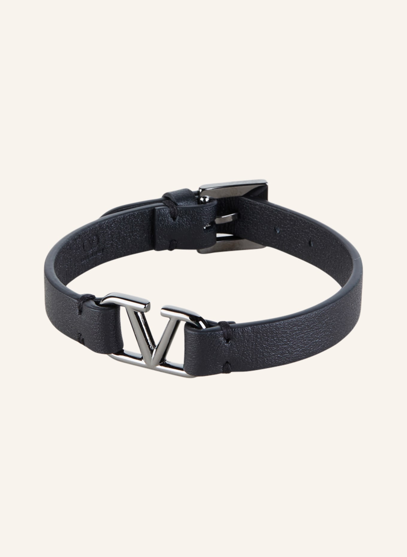 VALENTINO GARAVANI Leather bracelet VLOGO SIGNATURE, Color: BLACK (Image 1)