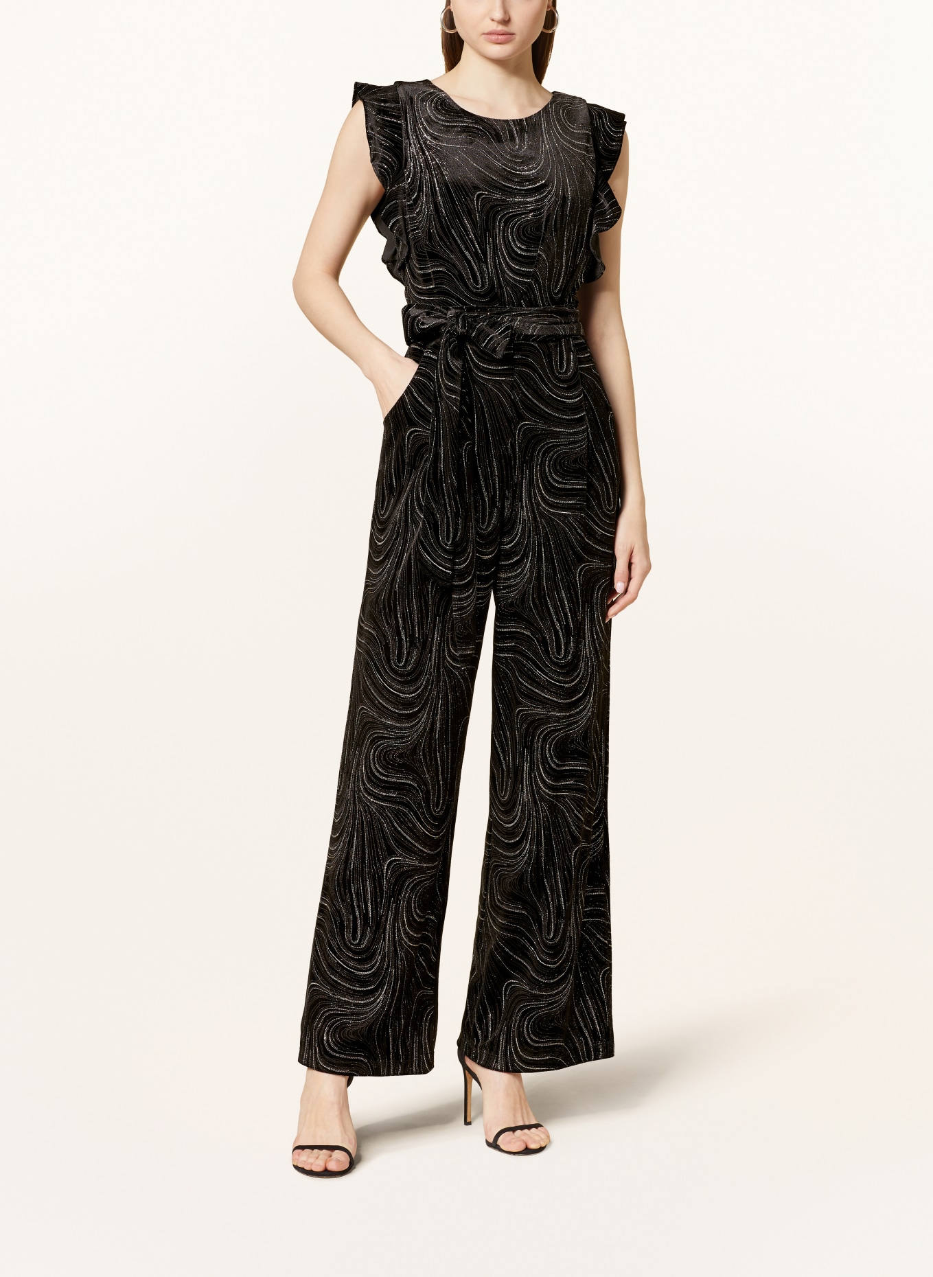 Phase Eight Jumpsuit VICTORIANA with glitter thread, Color: BLACK/ SILVER/ RED (Image 2)
