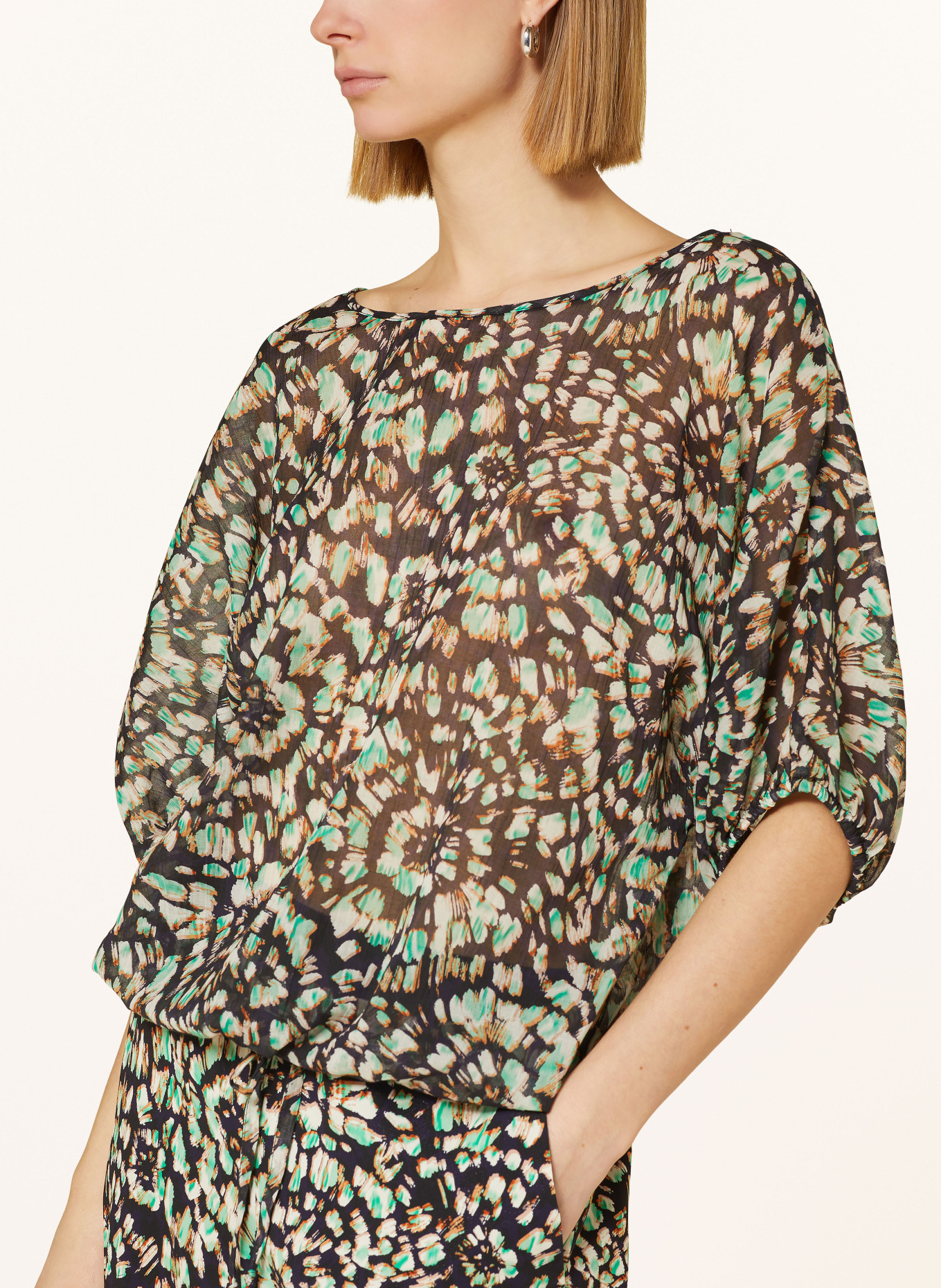 summum woman Shirt blouse, Color: BLACK/ GREEN/ WHITE (Image 4)