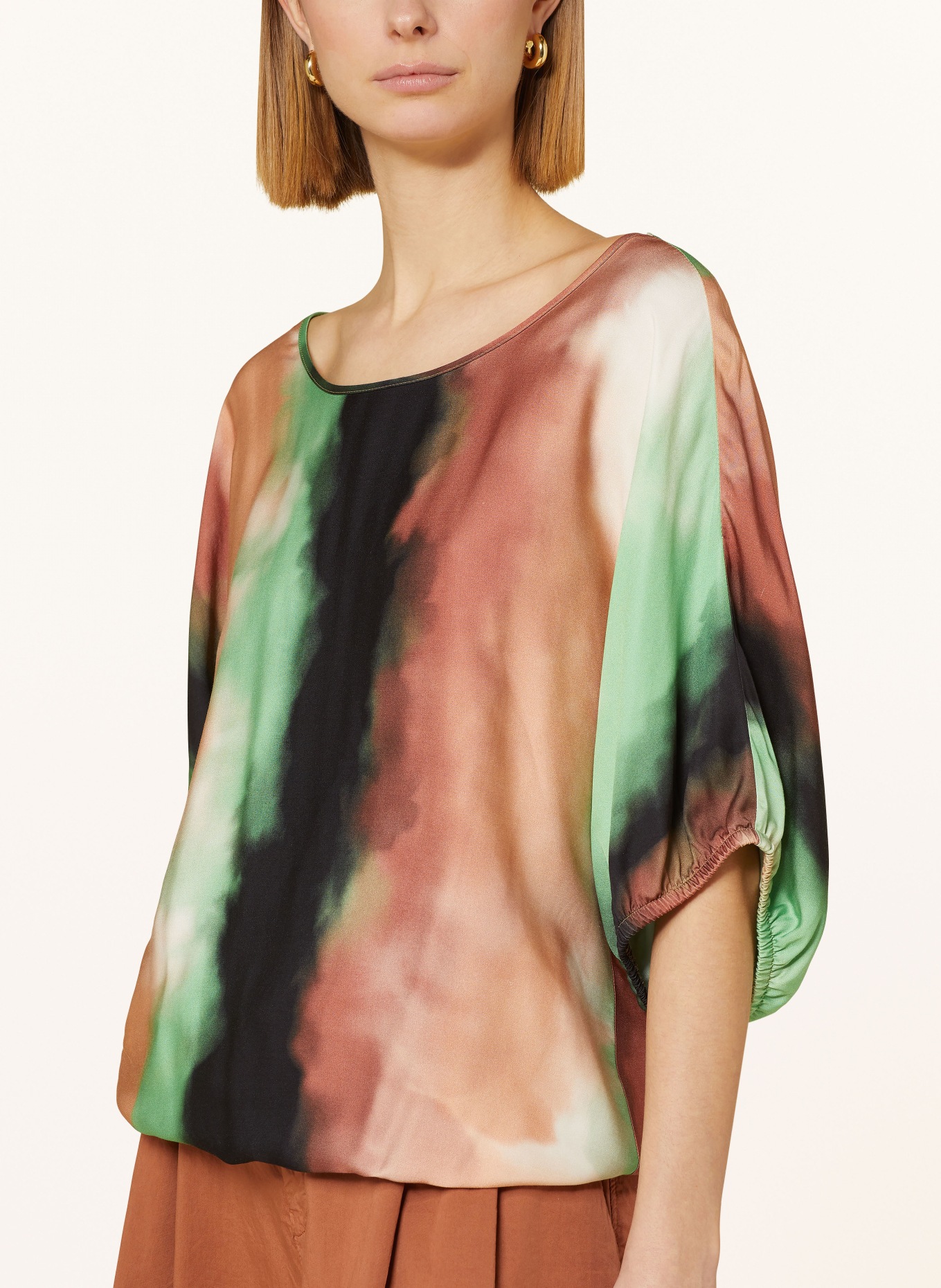summum woman Blusenshirt aus Satin, Farbe: DUNKELORANGE/ DUNKELBLAU (Bild 4)