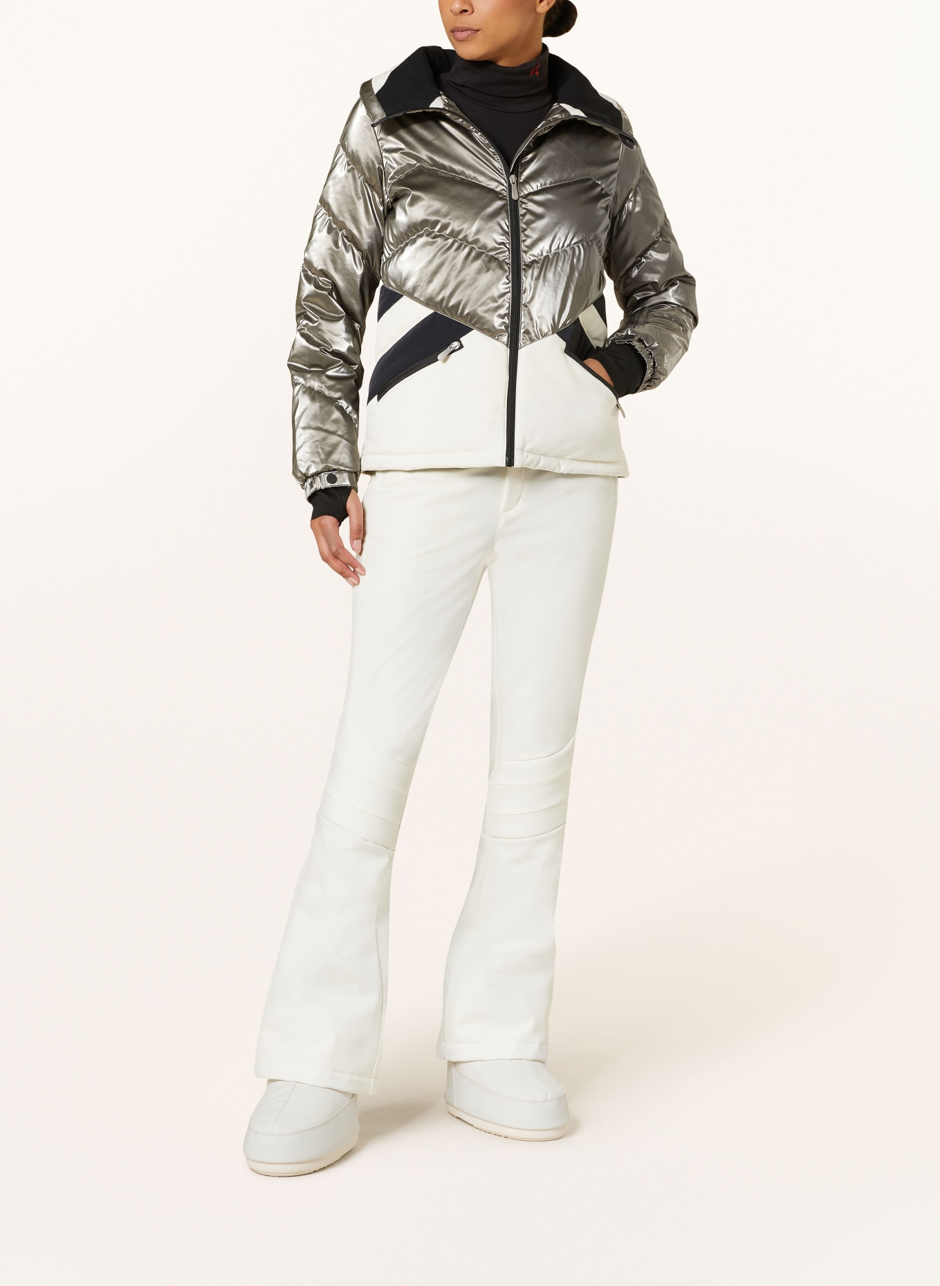 PERFECT MOMENT Down ski jacket DUVET, Color: WHITE/ SILVER/ BLACK (Image 2)