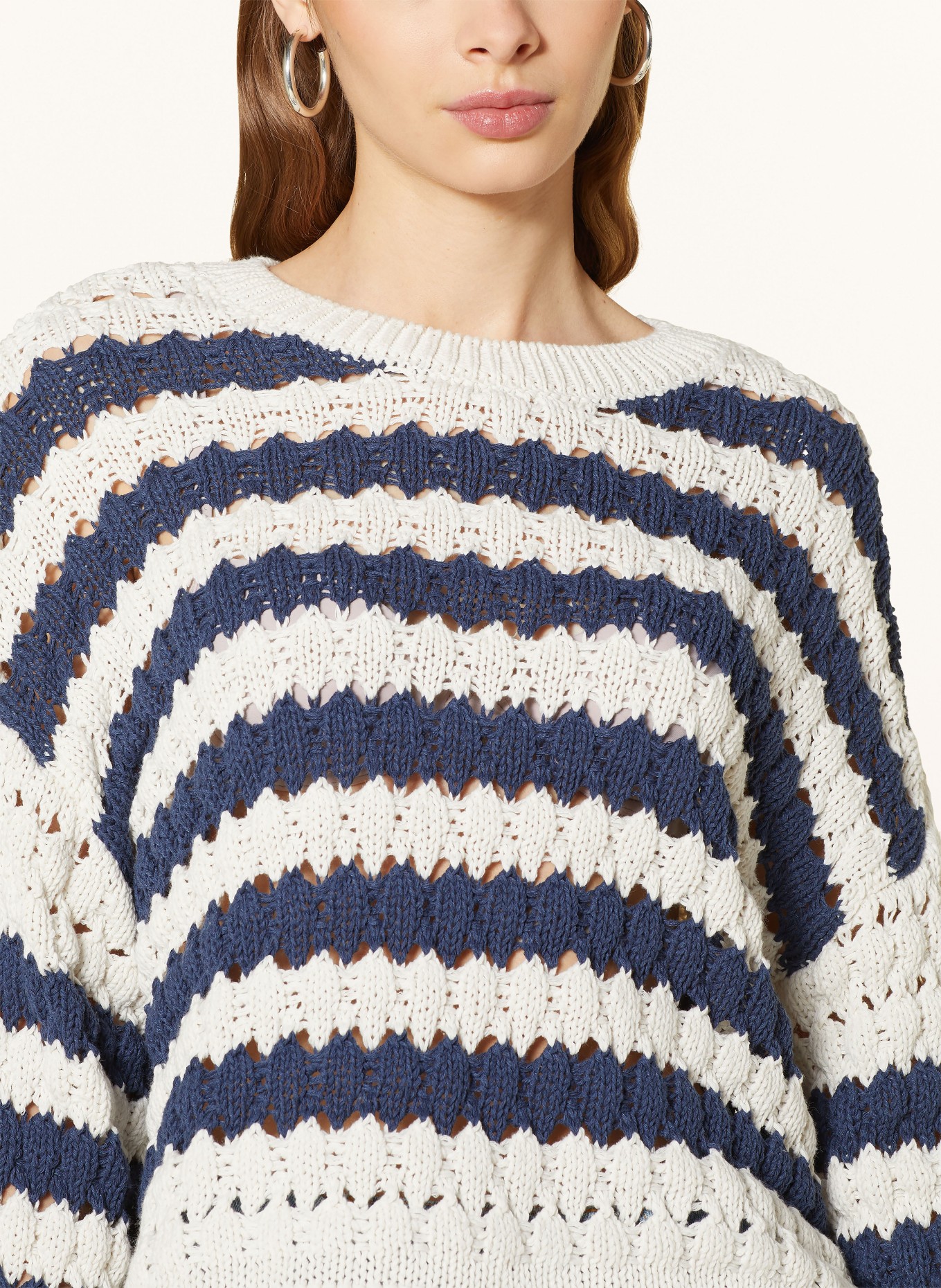mavi Pullover, Farbe: WEISS/ DUNKELBLAU (Bild 4)