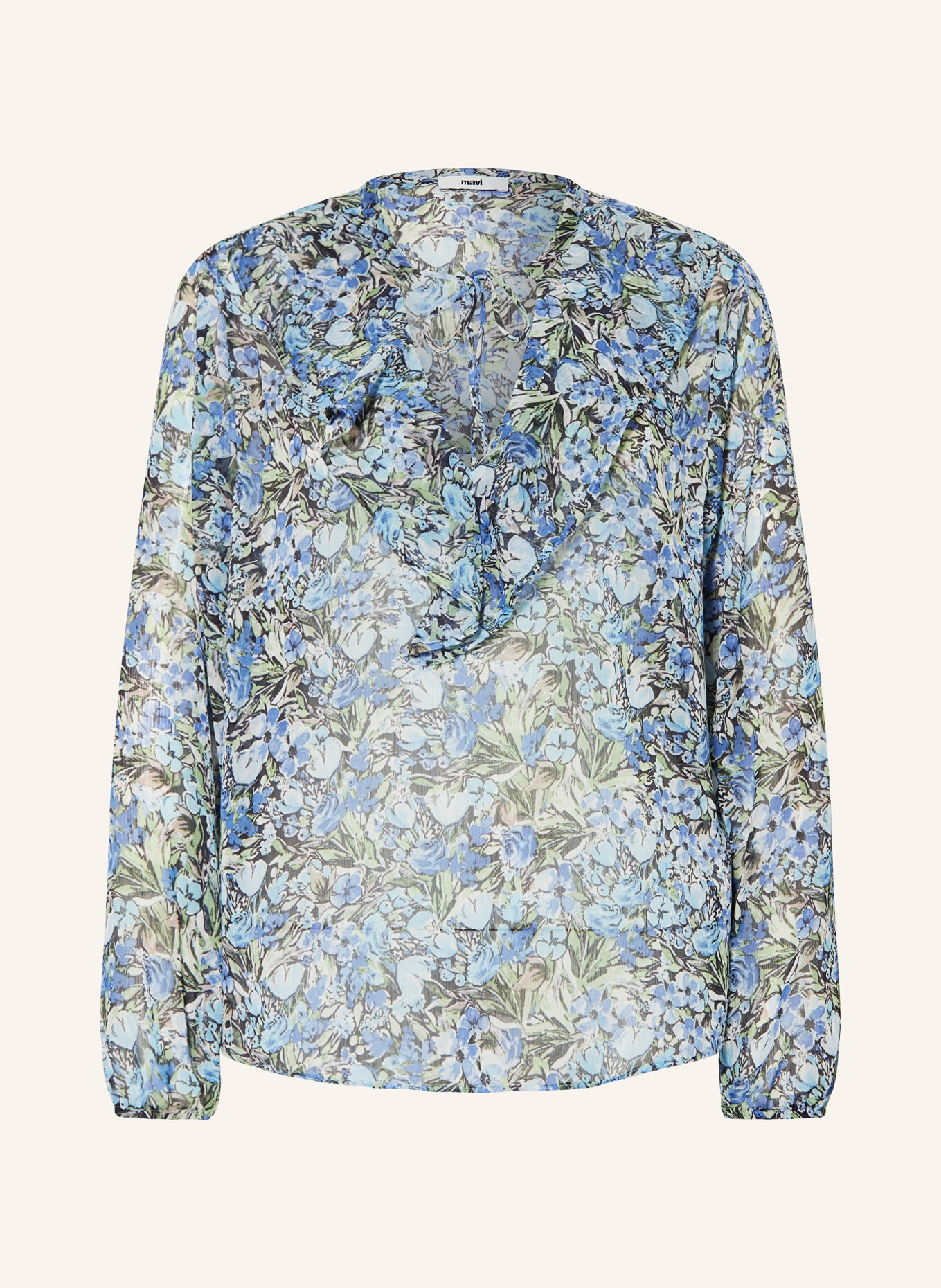 mavi Bluse mit Volants, Farbe: BLAU/ GRÜN/ SCHWARZ (Bild 1)
