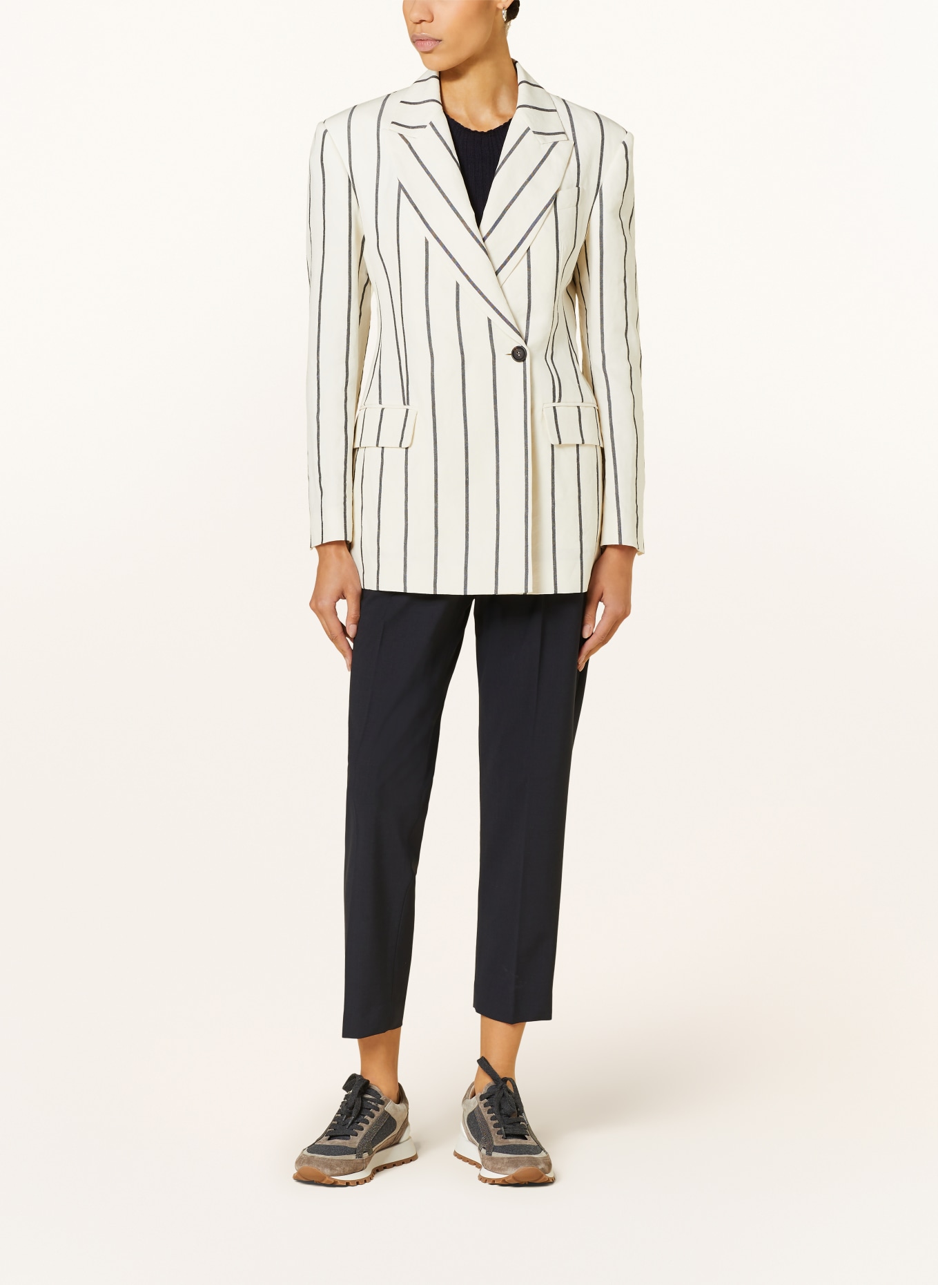 BRUNELLO CUCINELLI Blazer with linen, Color: BEIGE/ BLACK (Image 2)